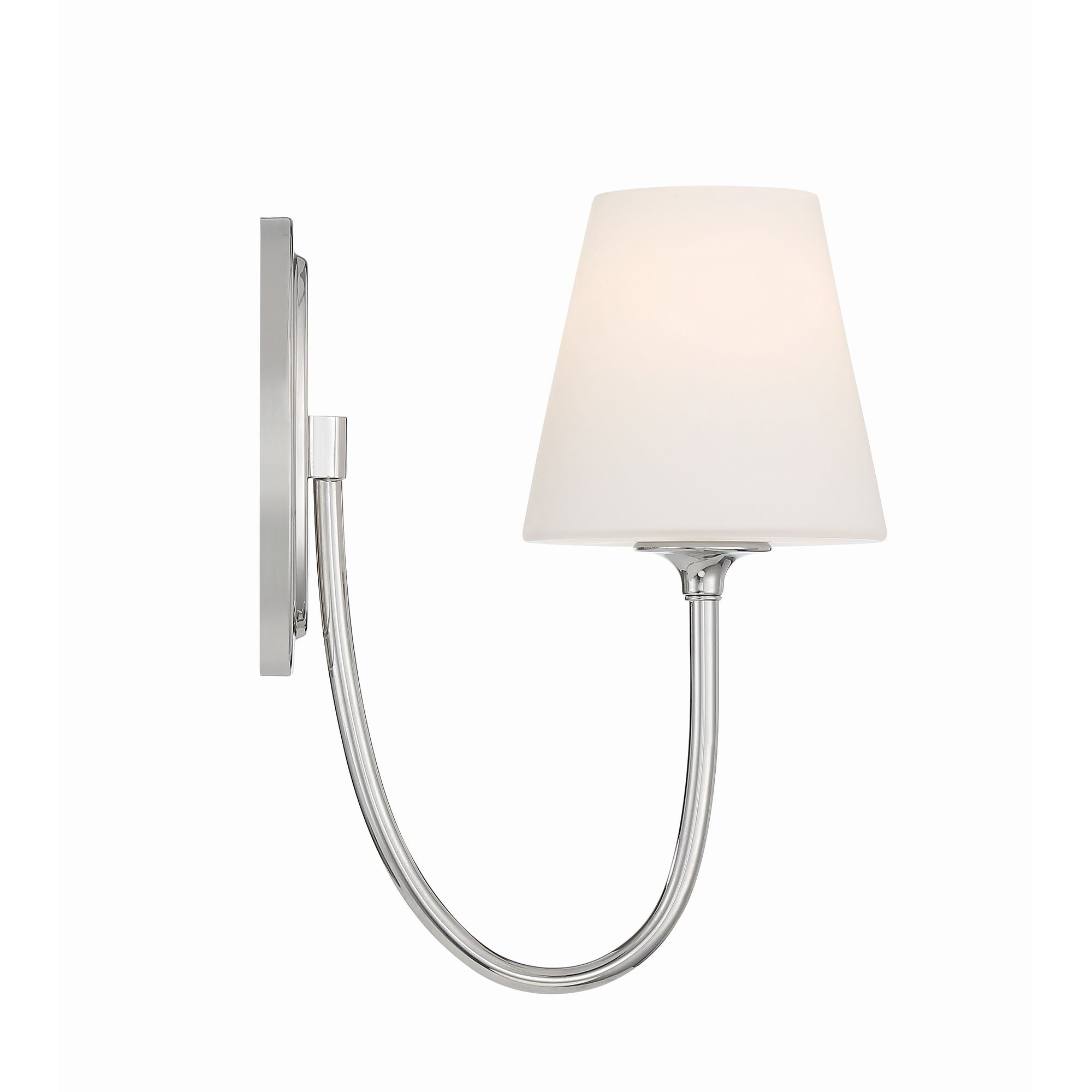 Juno 1 Light Polished Nickel Sconce Glass Shade 6"W x 13"H x 10.25"D