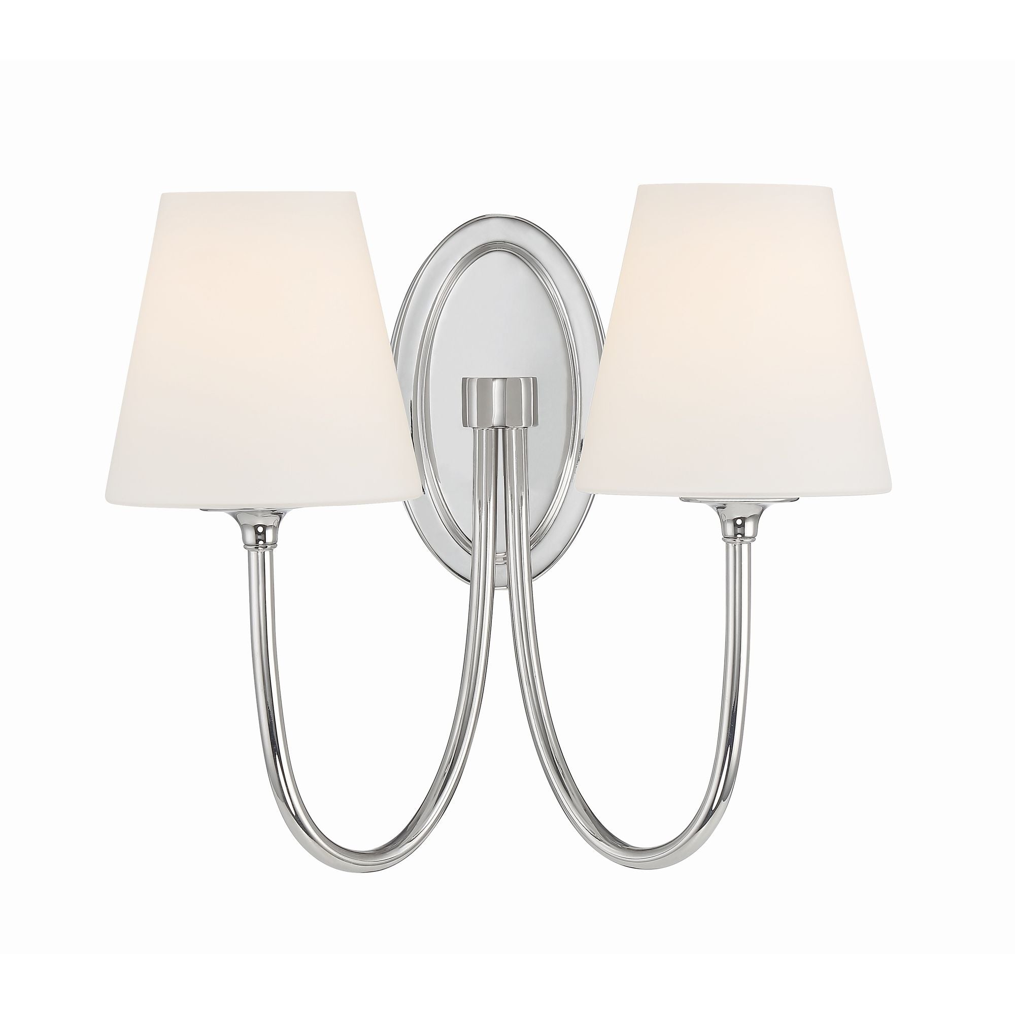Juno 2 Light Polished Nickel Sconce Glass Shade 15"W x 13"H x 8.5"D