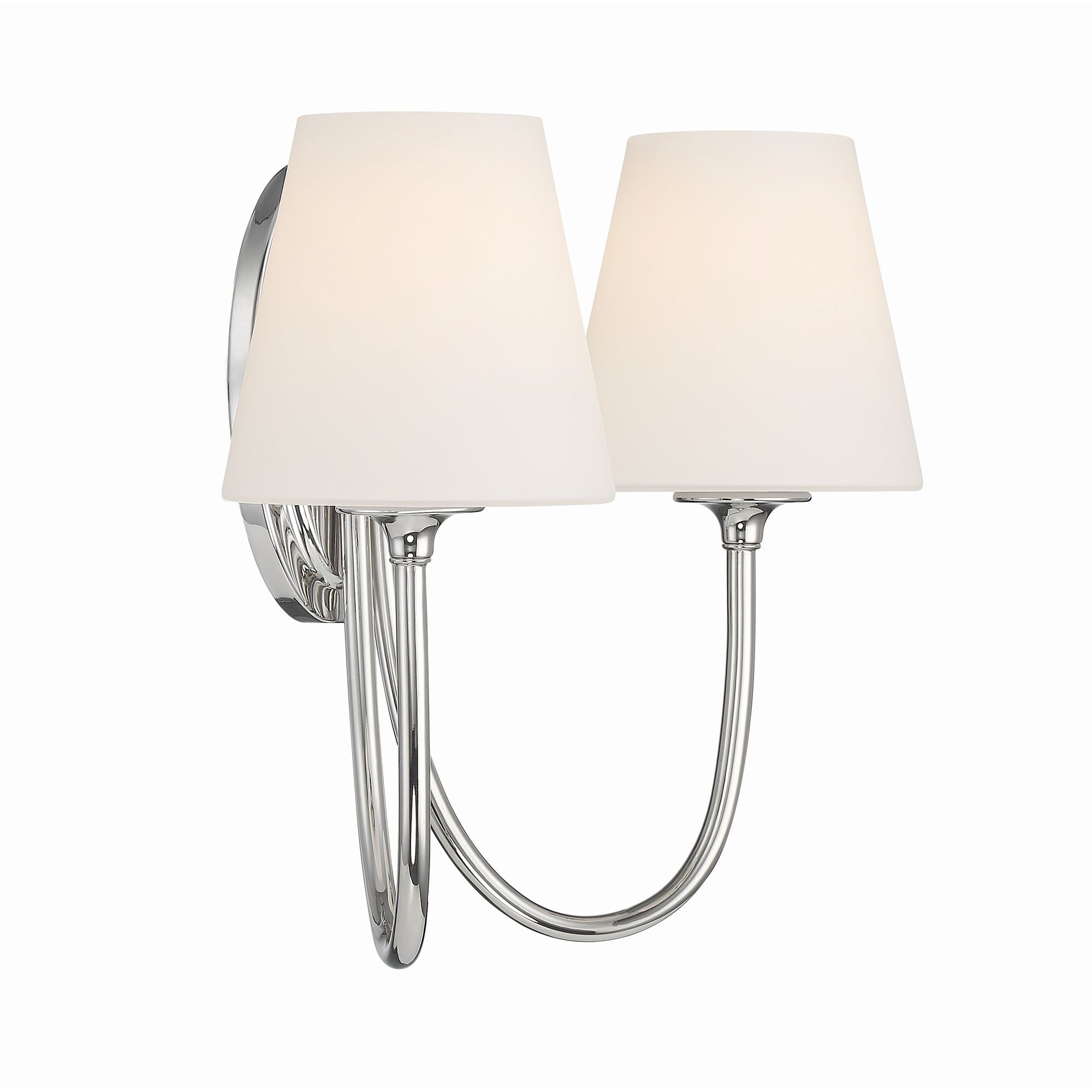 Juno 2 Light Polished Nickel Sconce Glass Shade 15"W x 13"H x 8.5"D