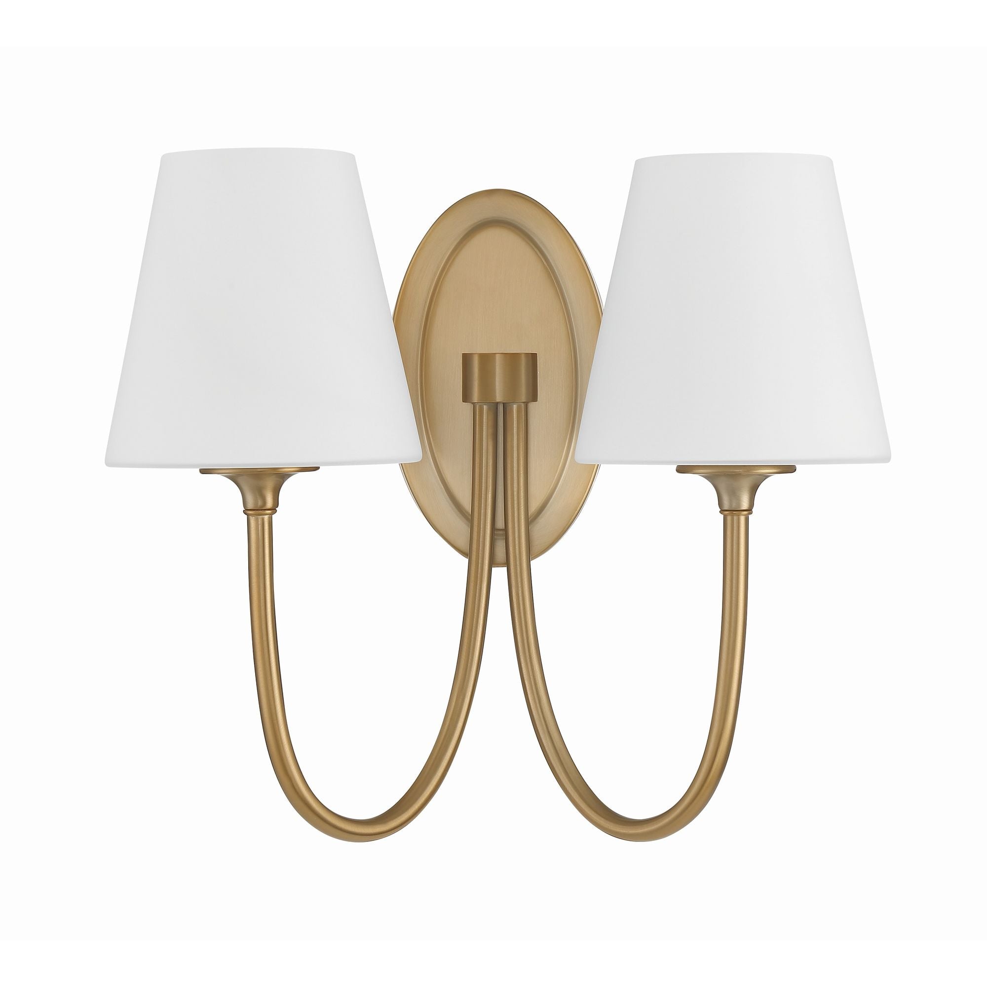 Juno 2 Light Vibrant Gold Sconce Glass Shade 15"W x 13"H x 8.5"D