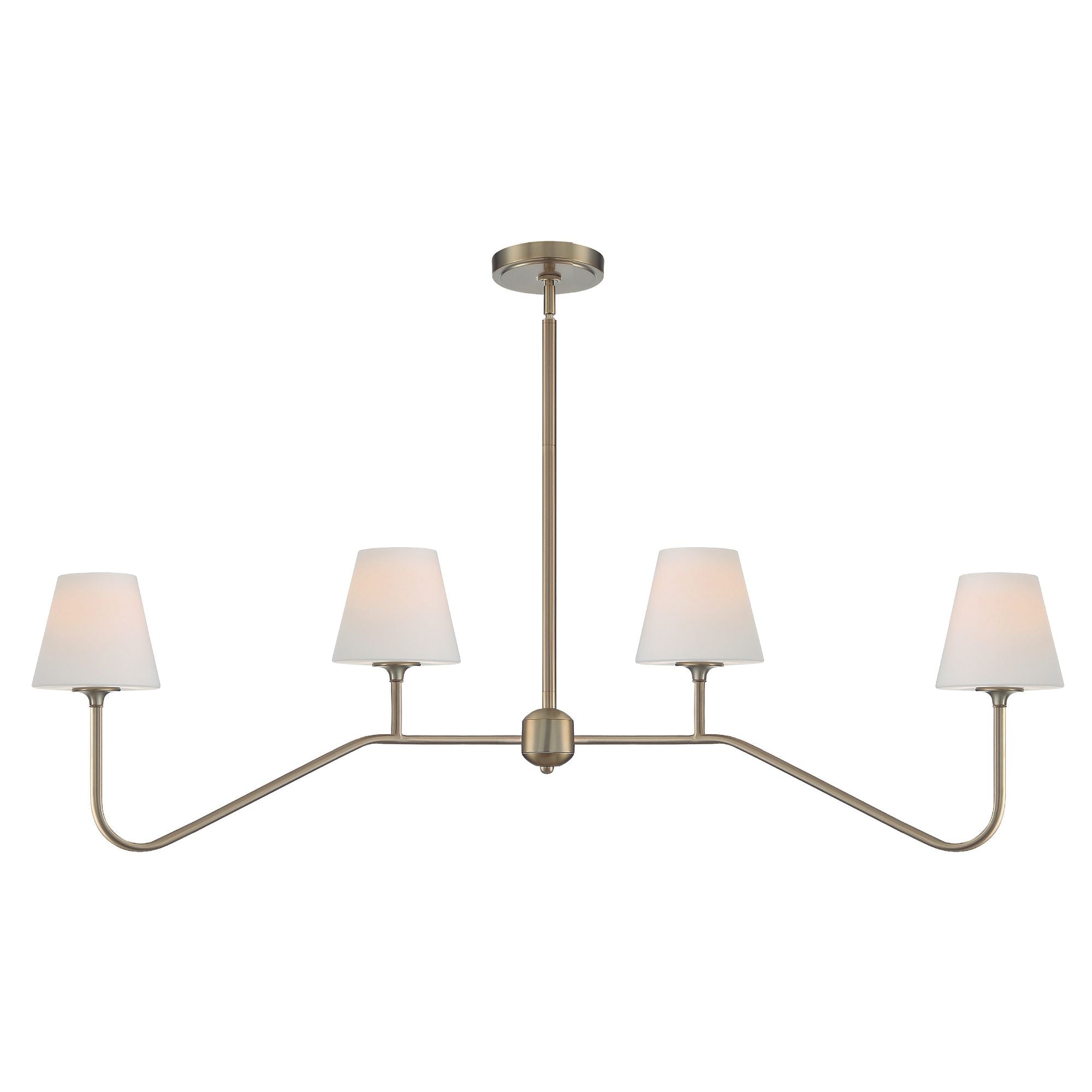 Keenan 4 Light Vibrant Gold Linear Chandelier Glass Shade 48"W x 15"H x 6"D