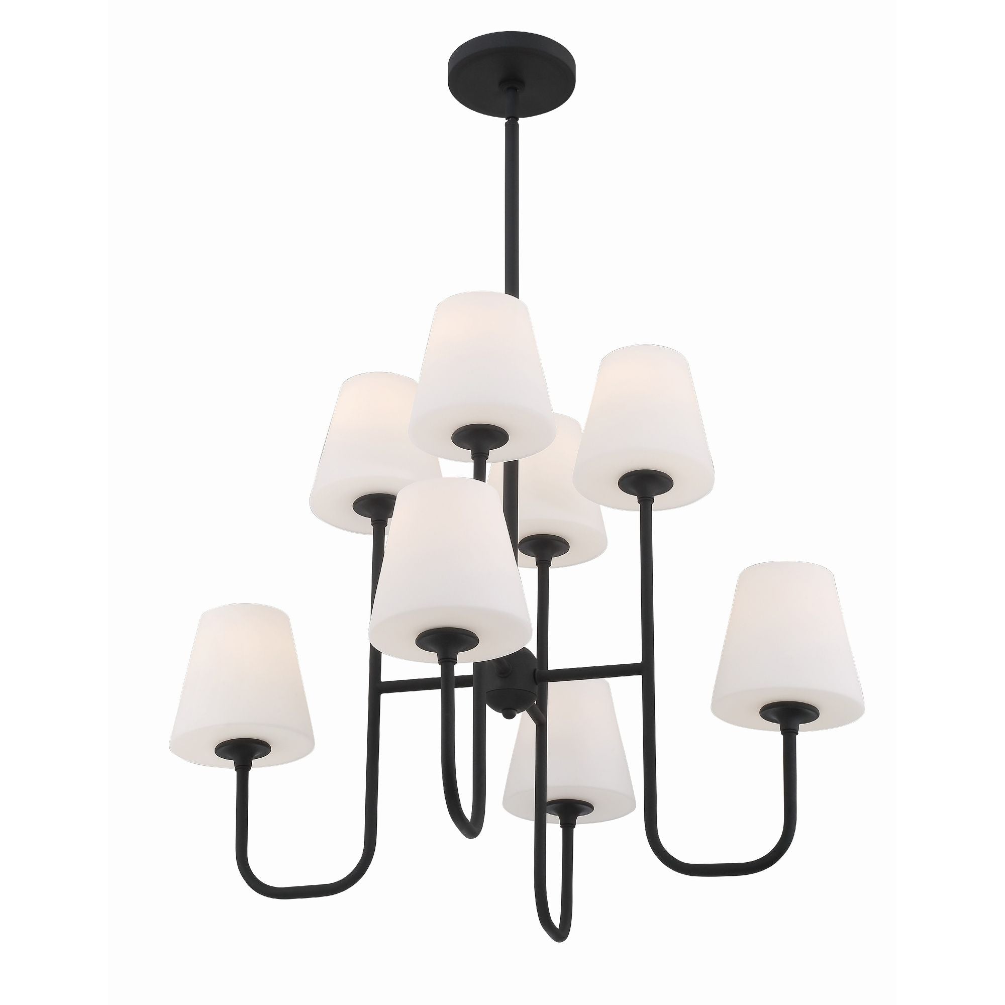 Keenan 8 Light Black Forged Chandelier Glass Shade 28"W x 22.5"H x 28"D