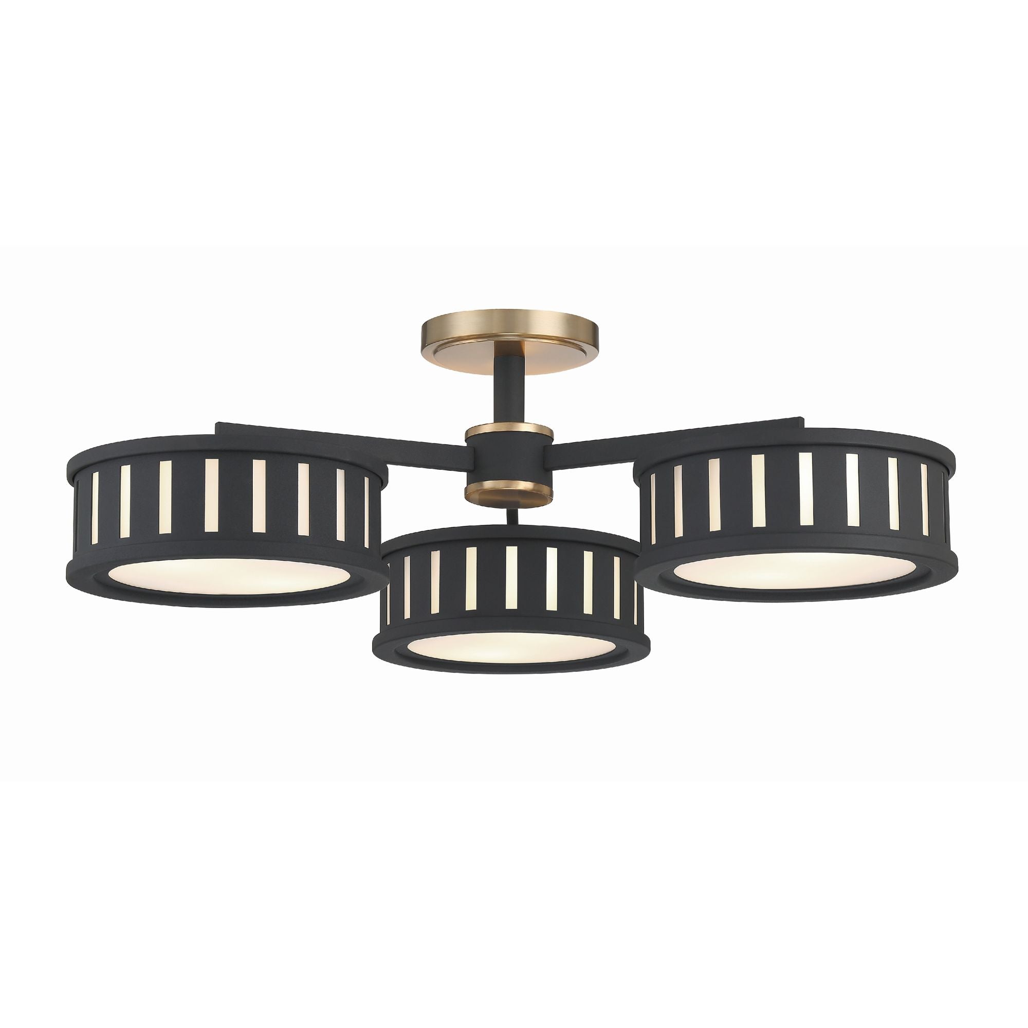 Kendal 6 Light Vibrant Gold + Black Forged Semi Flush Mount 29.25"W x 8.75"H x 29.25"D