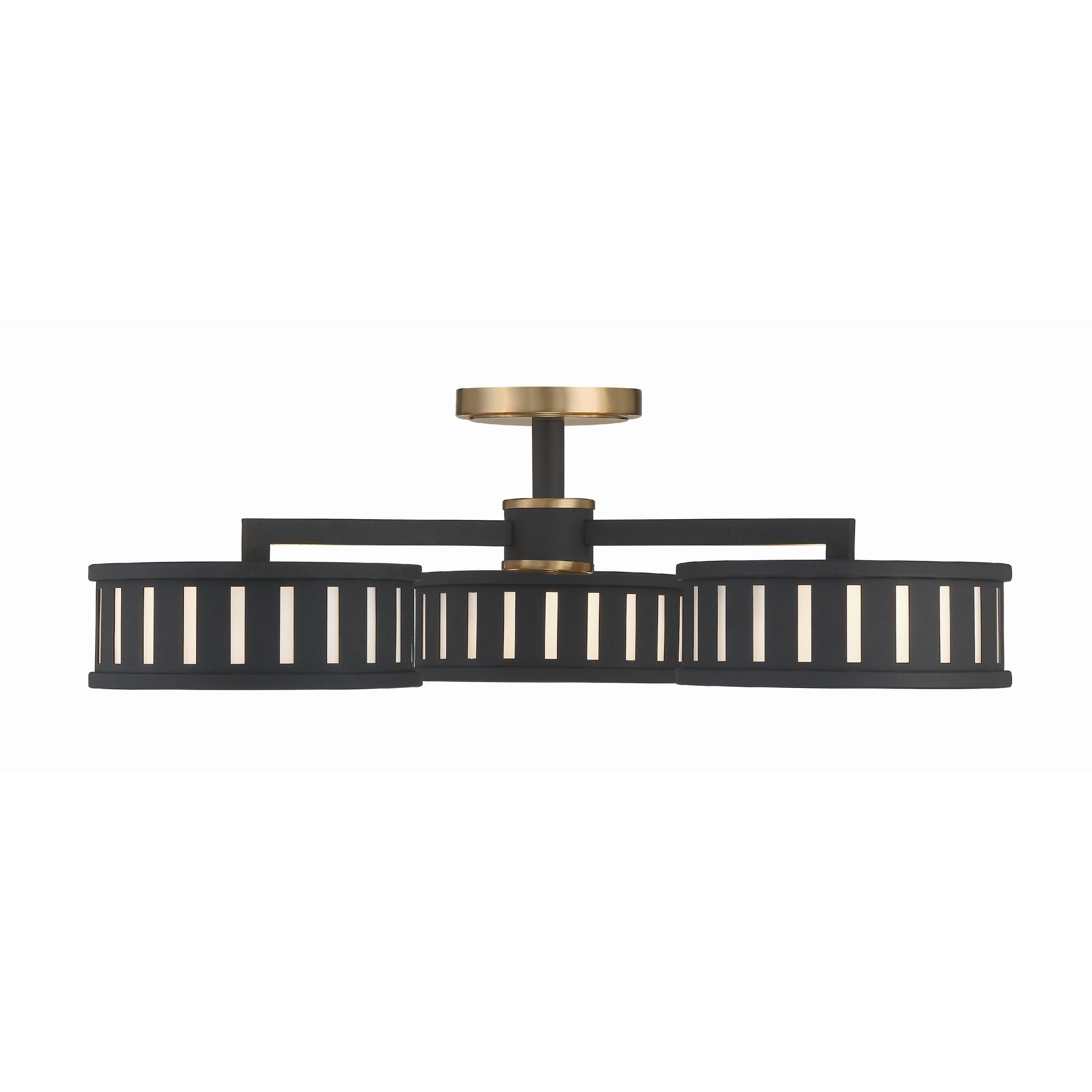 Kendal 6 Light Vibrant Gold + Black Forged Semi Flush Mount 29.25"W x 8.75"H x 29.25"D