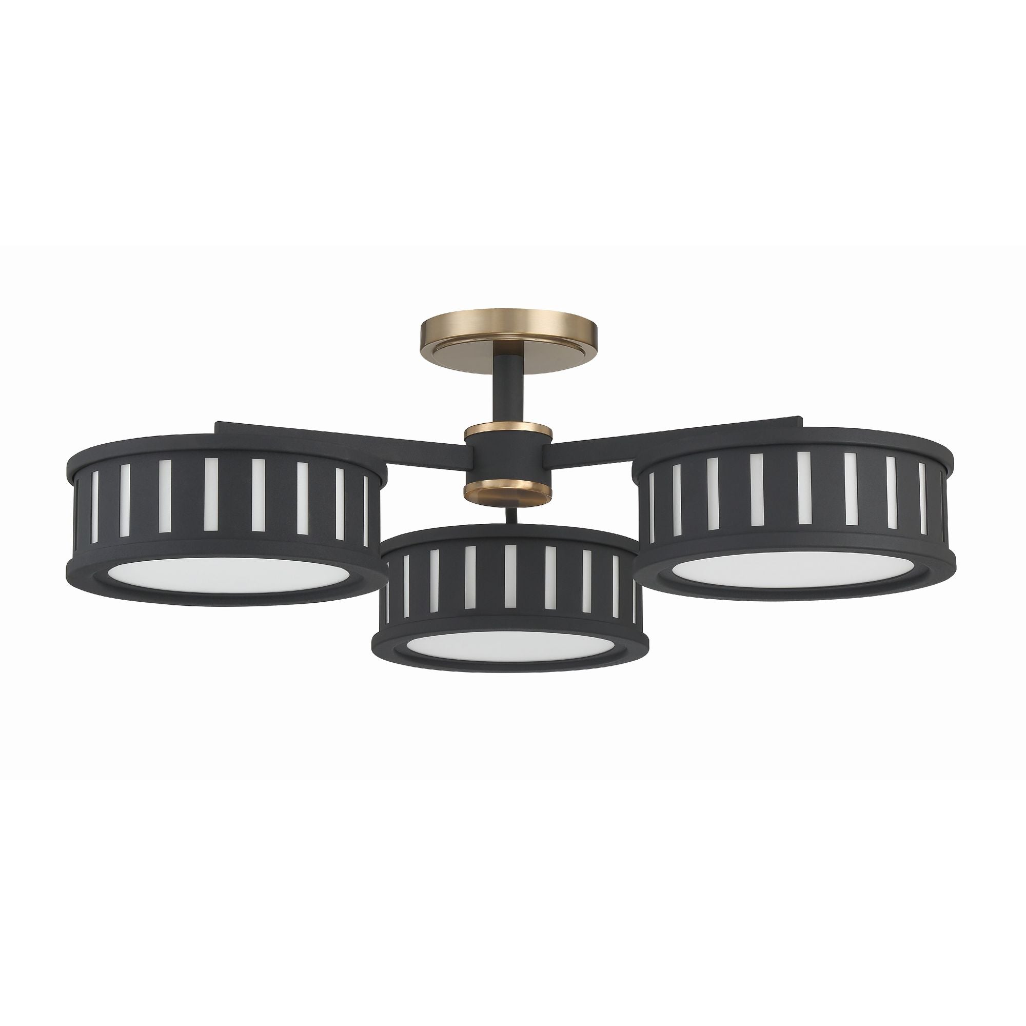 Kendal 6 Light Vibrant Gold + Black Forged Semi Flush Mount 29.25"W x 8.75"H x 29.25"D
