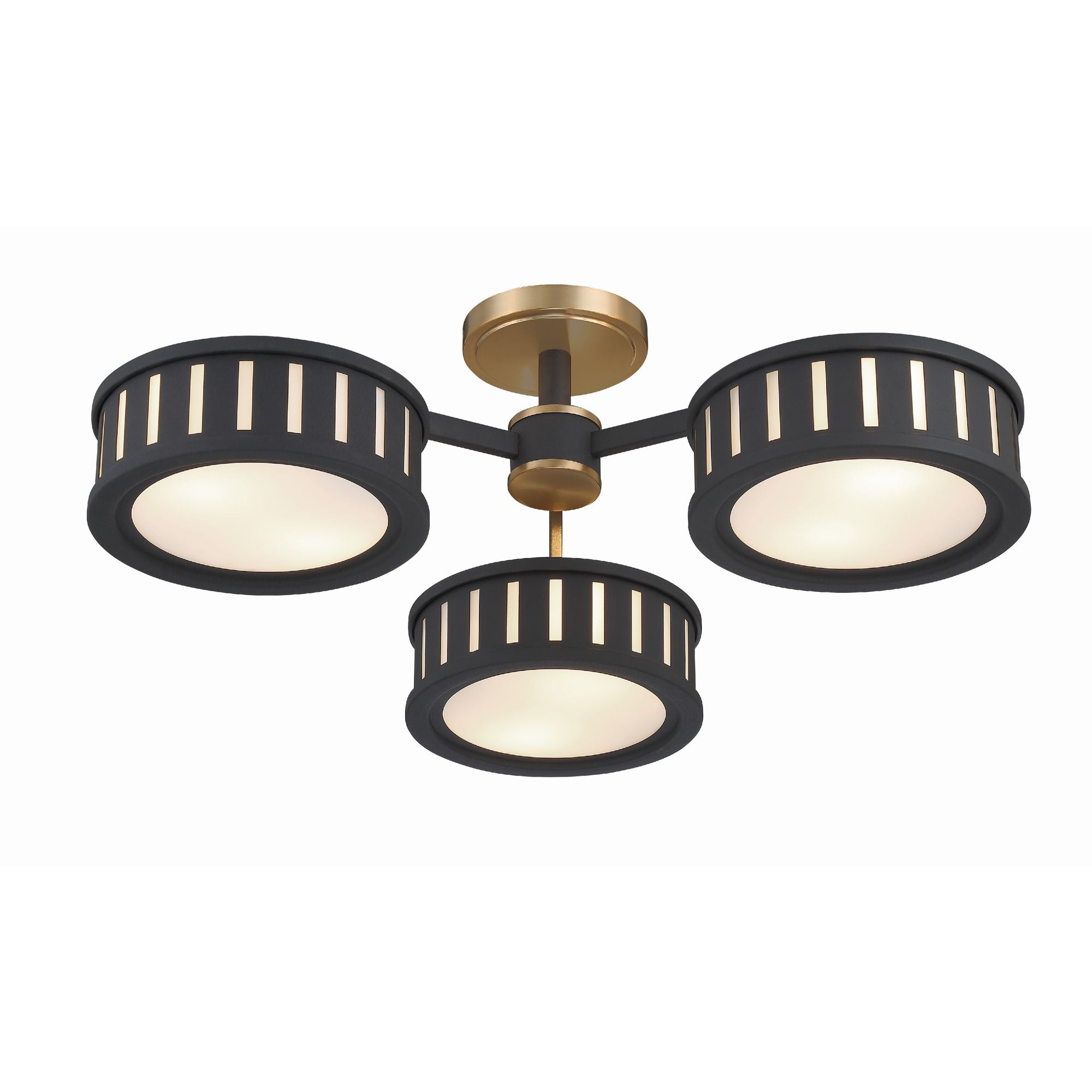 Kendal 6 Light Vibrant Gold + Black Forged Semi Flush Mount 29.25"W x 8.75"H x 29.25"D