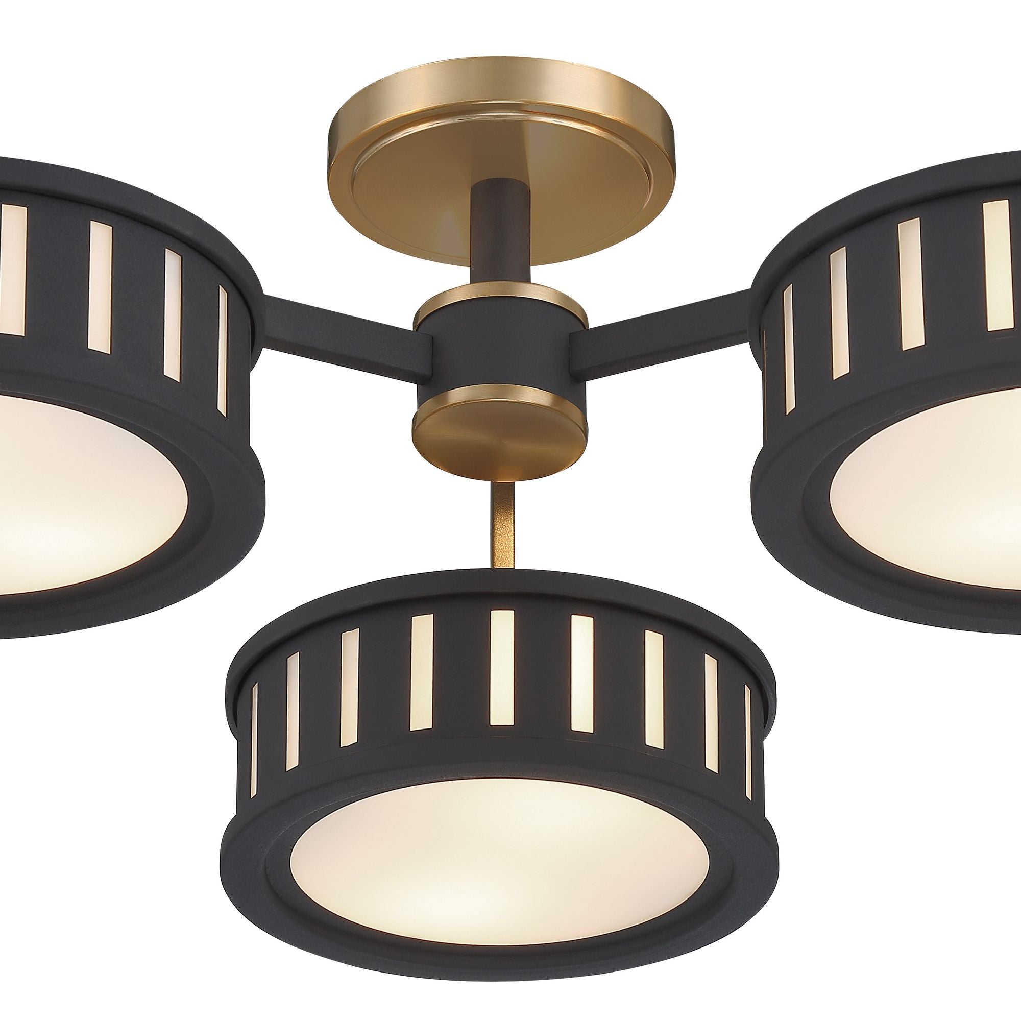 Kendal 6 Light Vibrant Gold + Black Forged Semi Flush Mount 29.25"W x 8.75"H x 29.25"D