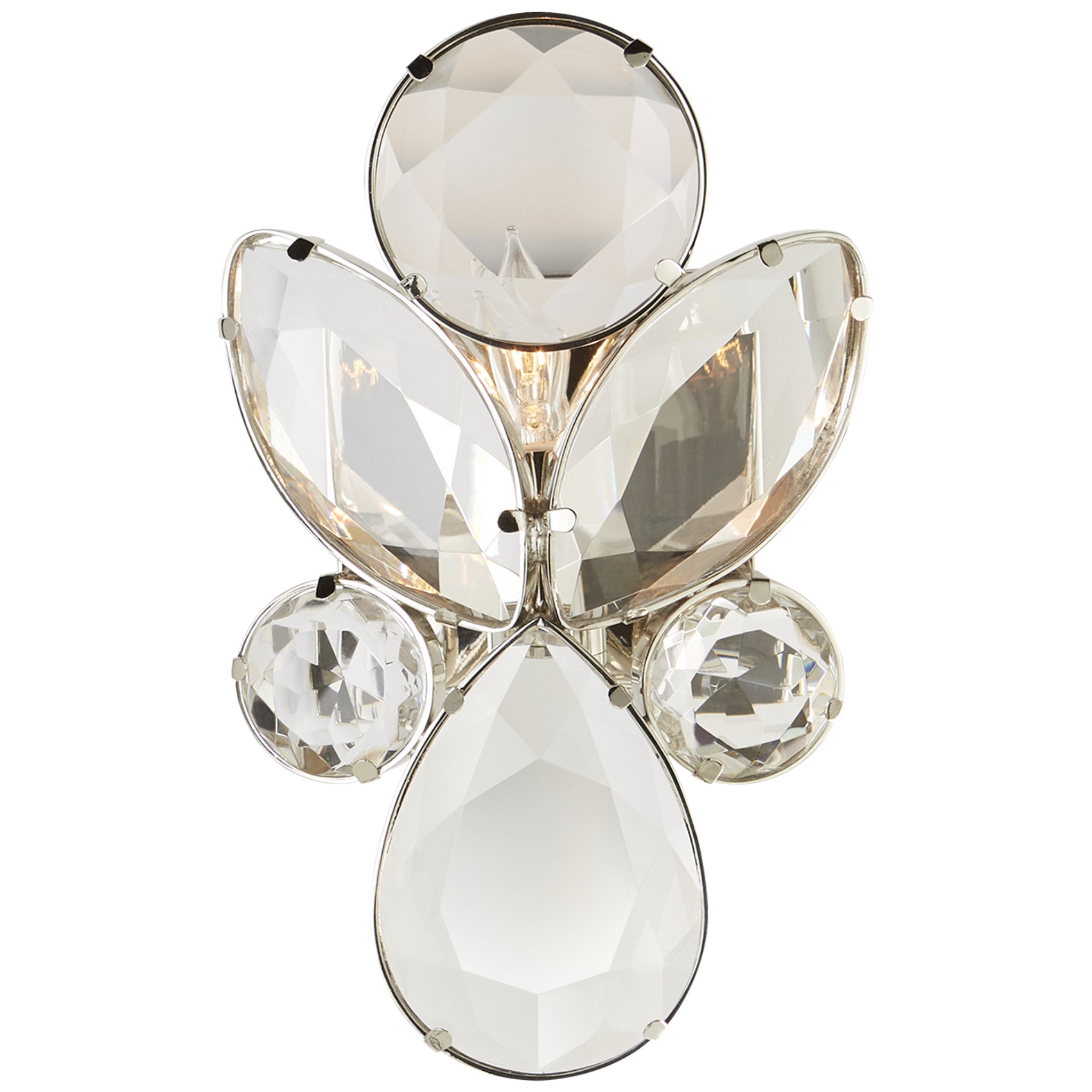 kate spade new york Lloyd Small Jeweled Sconce in Nickel with Clear Crystal Wall Light W6" x H10"