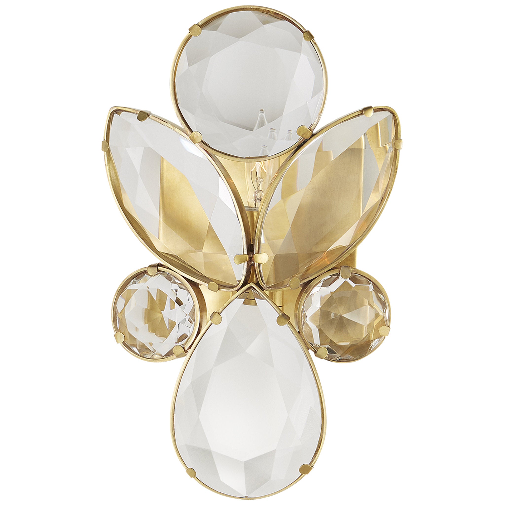 kate spade new york Lloyd Small Jeweled Sconce in Soft Brass with Clear Crystal Wall Light W6" x H10"