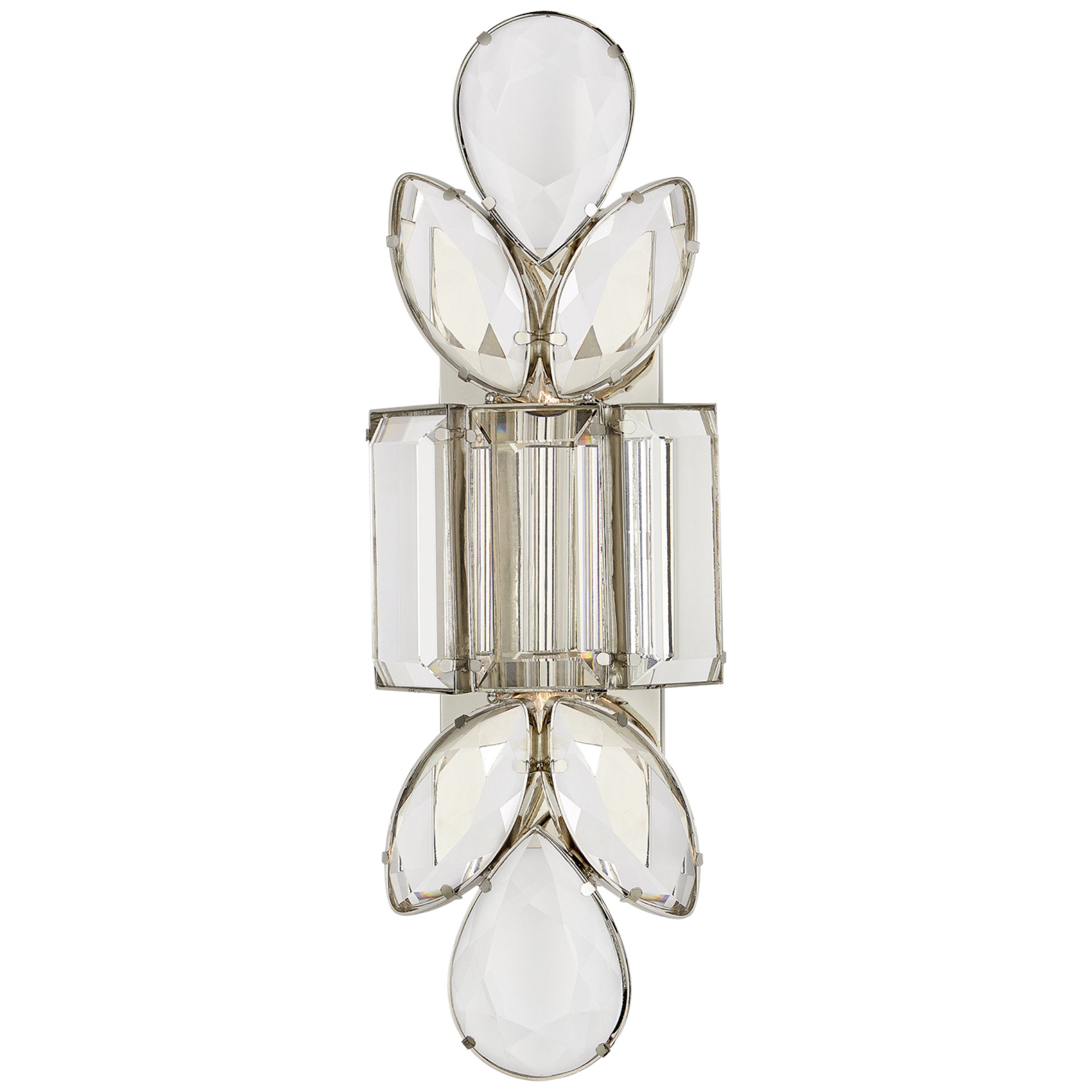 kate spade new york Lloyd Large Jeweled Sconce in Nickel with Clear Crystal Wall Light W6.25" x H18.5"