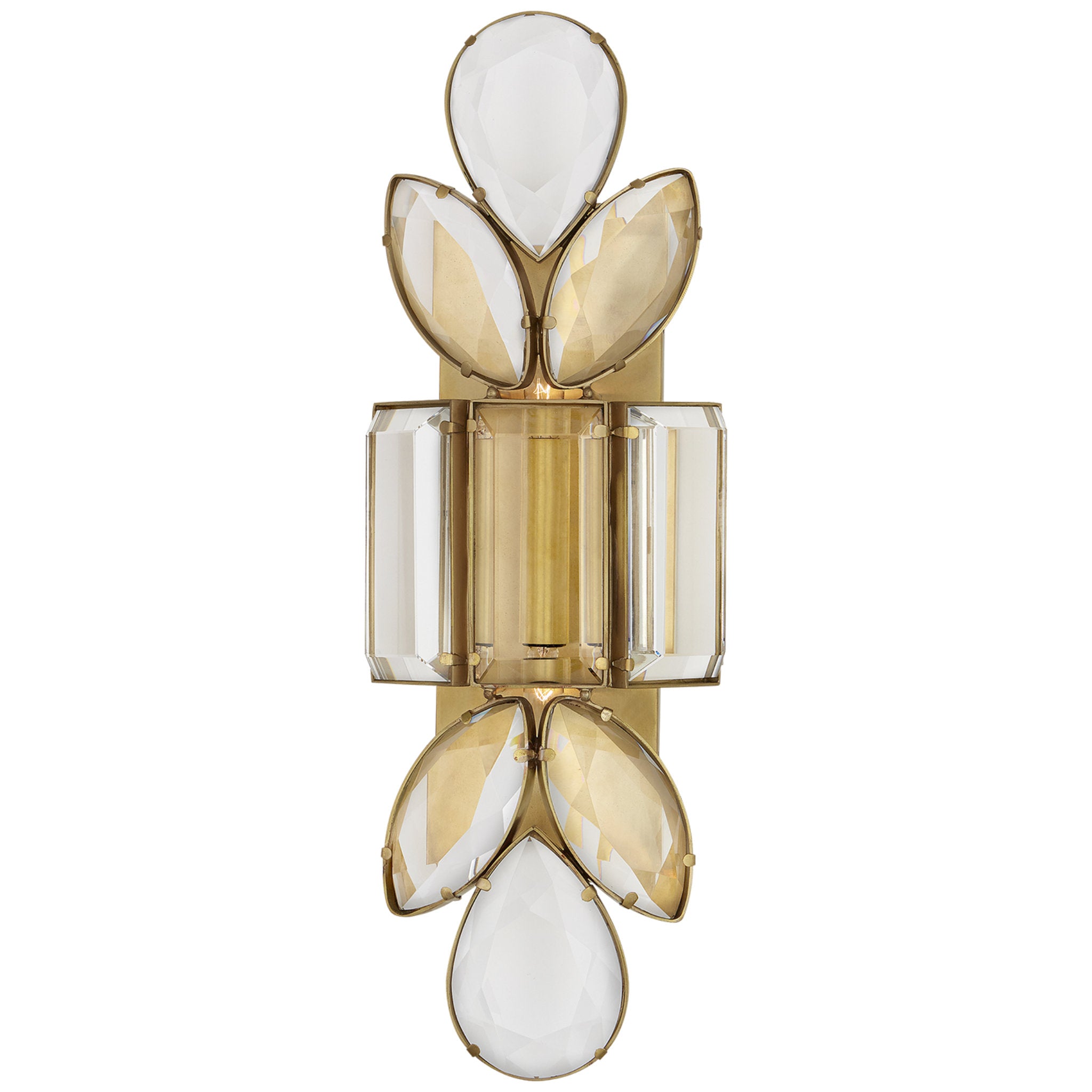 kate spade new york Lloyd Large Jeweled Sconce in Soft Brass with Clear Crystal Wall Light W6.25" x H18.5"