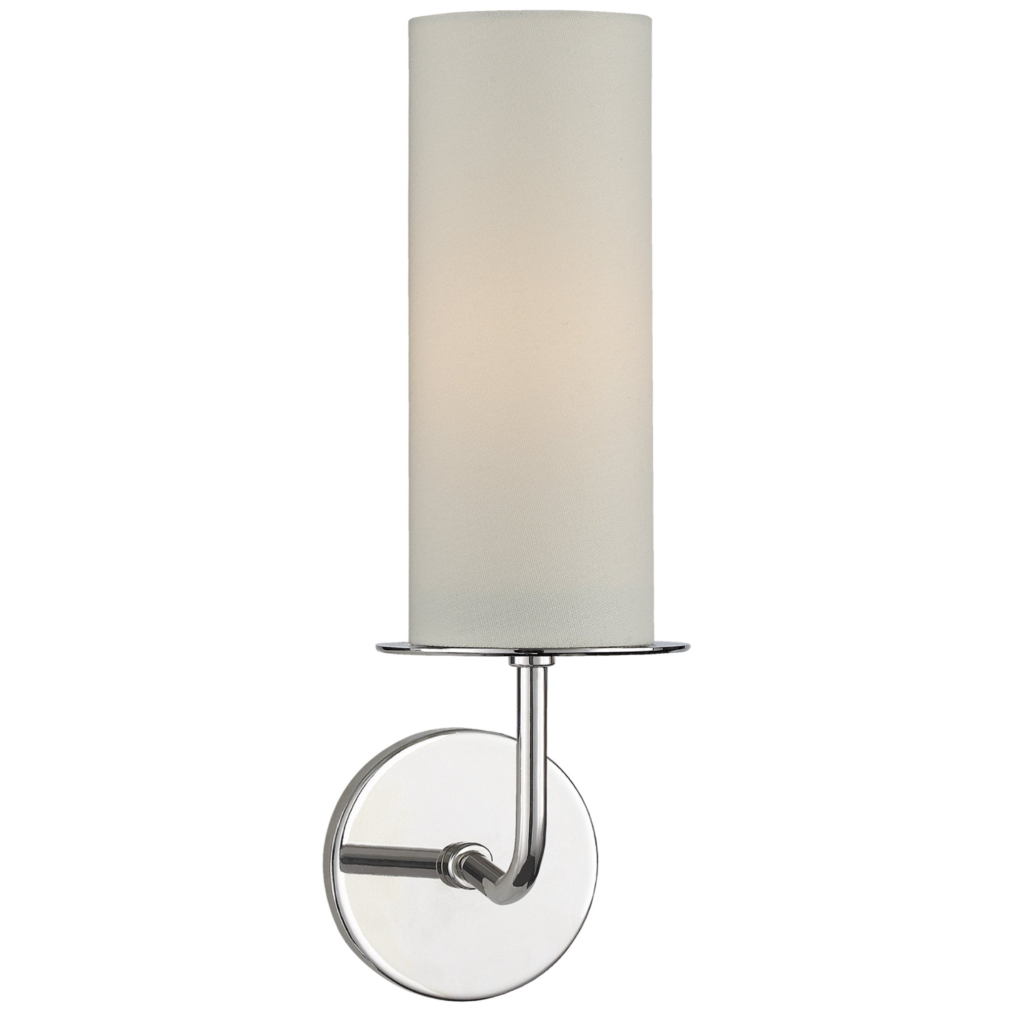 kate spade new york Larabee Single Sconce in Polished Nickel with Cream Linen Shade Wall Light W5" x H16"