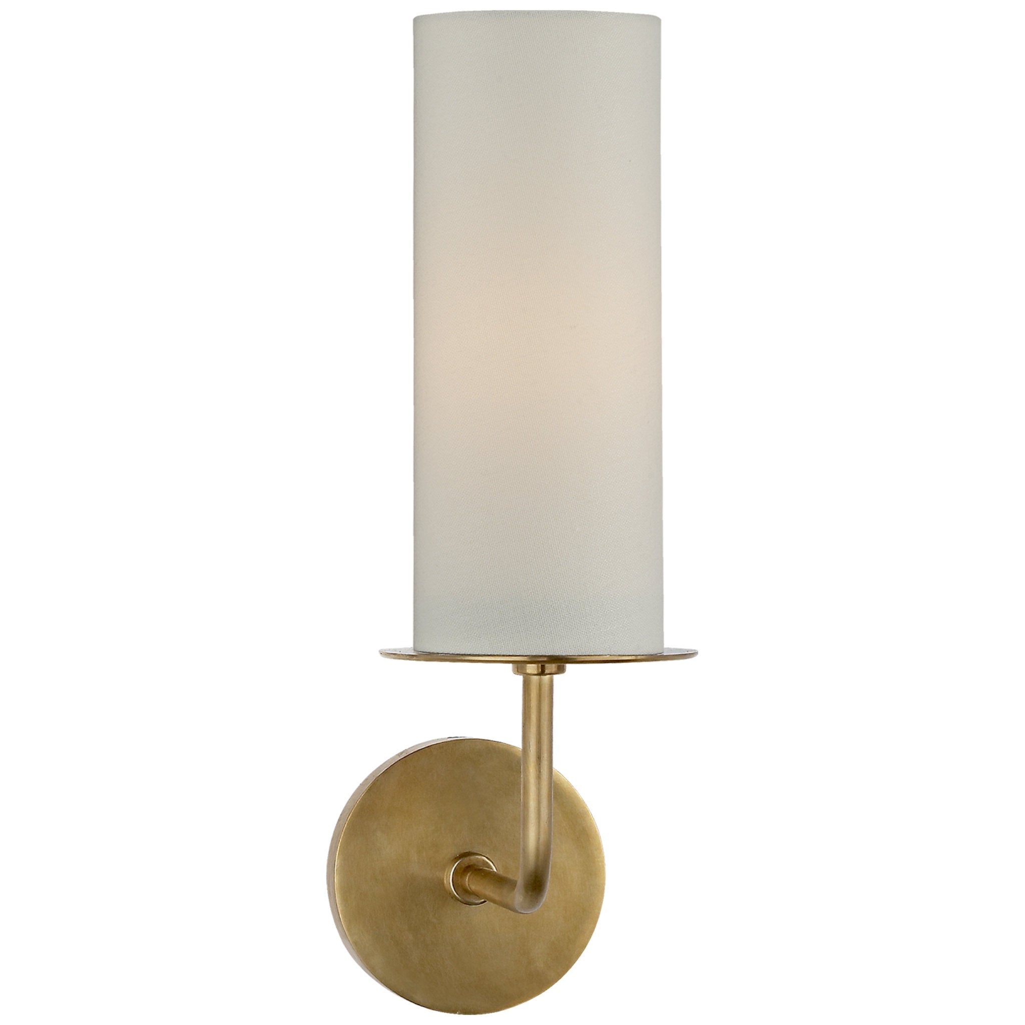 kate spade new york Larabee Single Sconce in Soft Brass with Cream Linen Shade Wall Light W5" x H16"