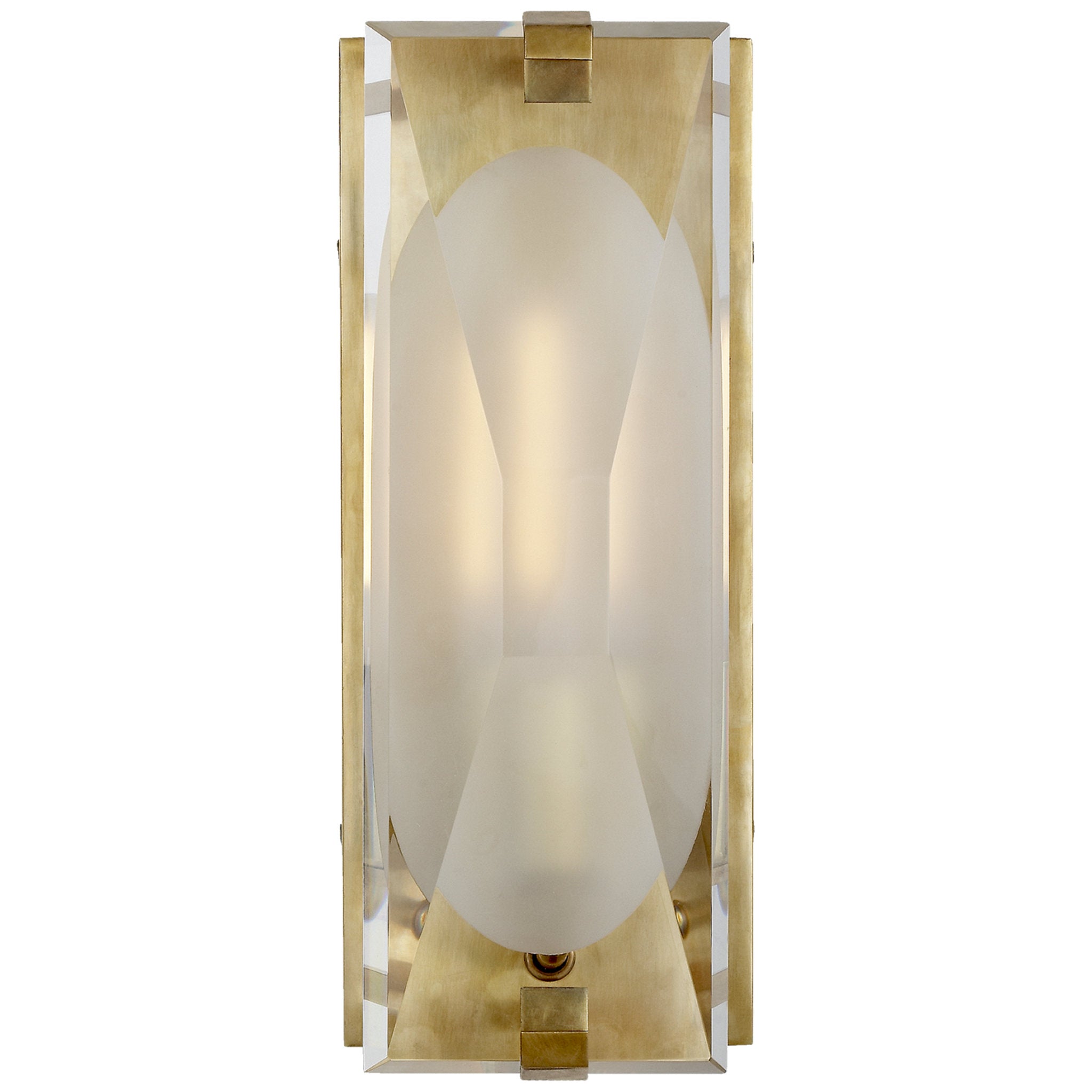 kate spade new york Castle Peak Small Bath Sconce in Soft Brass with Etched Clear Glass Wall Light W5" x H12.5"