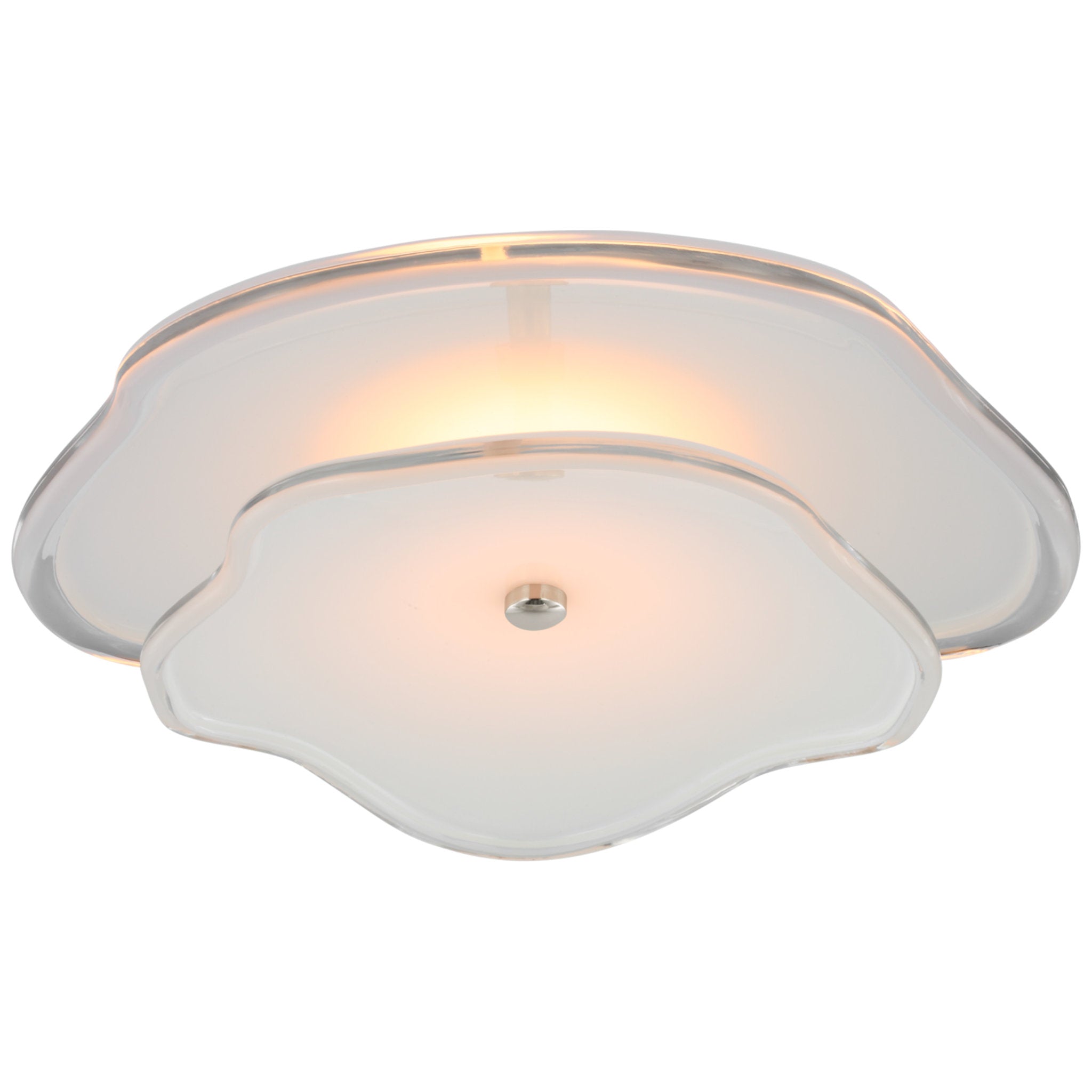 kate spade new york Leighton 14" Layered Flush Mount in Polished Nickel with Cream Tinted Glass Ceiling Light W14" x H4.75"