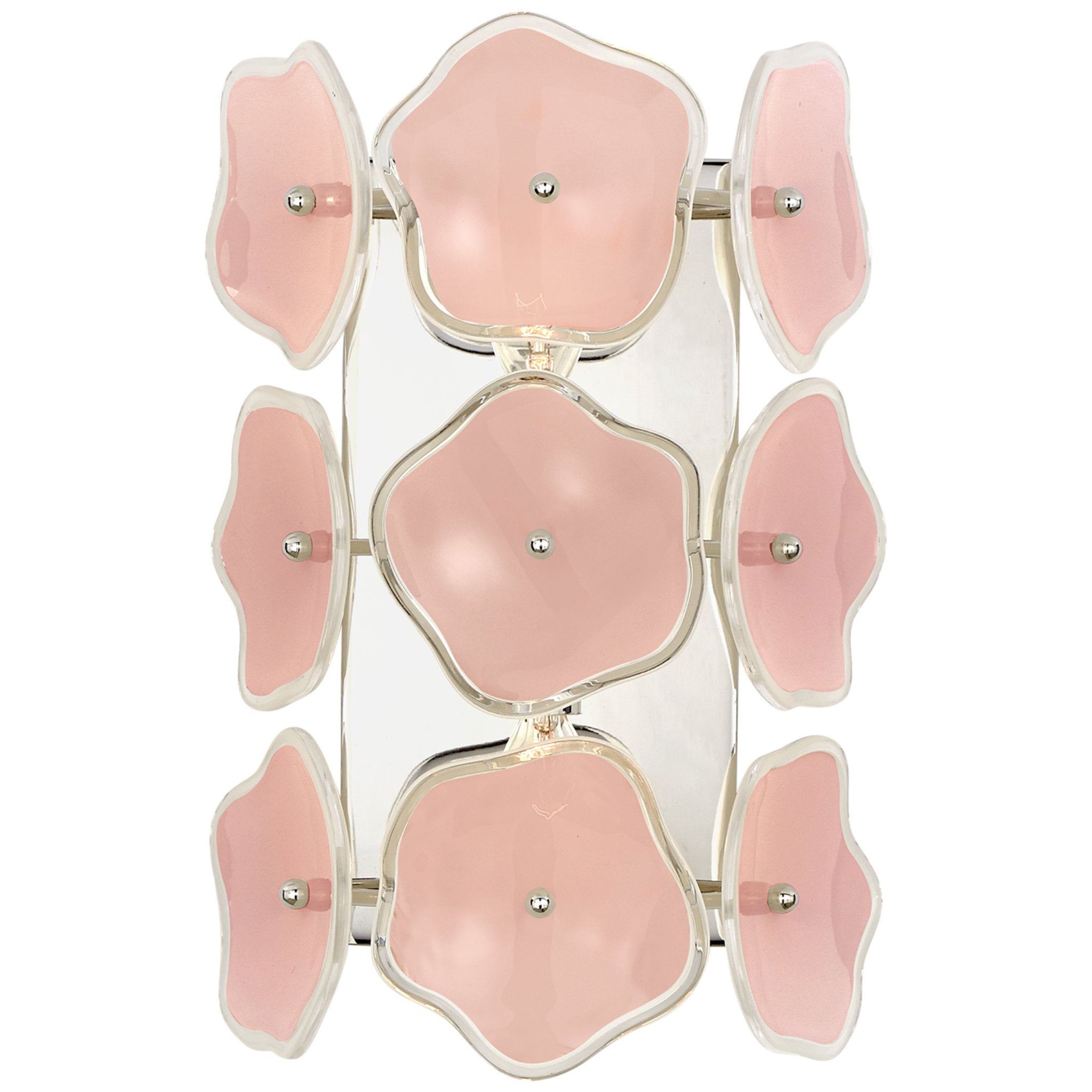 kate spade new york Leighton Small Sconce in Polished Nickel with Blush Tinted Glass Wall Light W7.75" x H11.5"