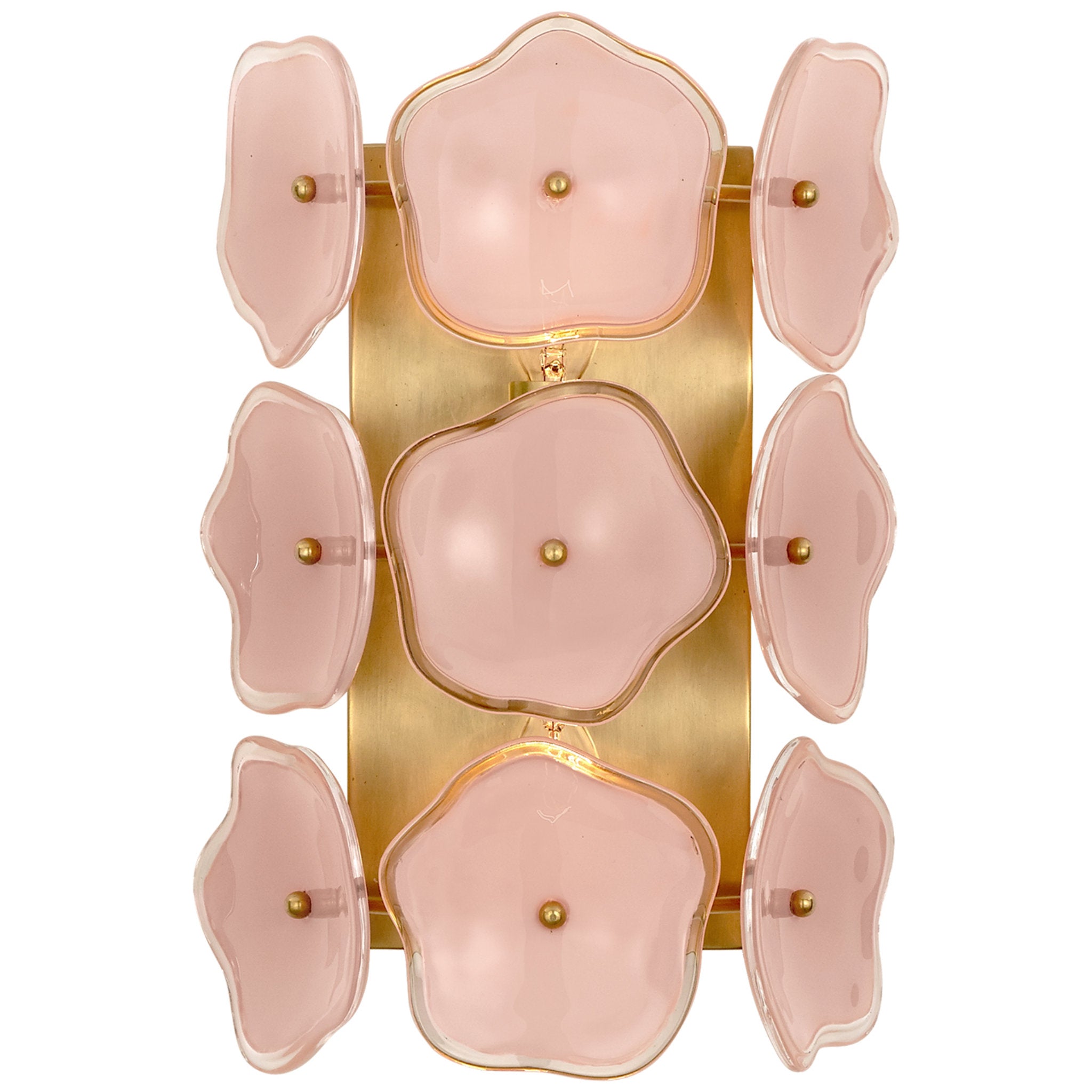 kate spade new york Leighton Small Sconce in Soft Brass with Blush Tinted Glass Wall Light W7.75" x H11.5"