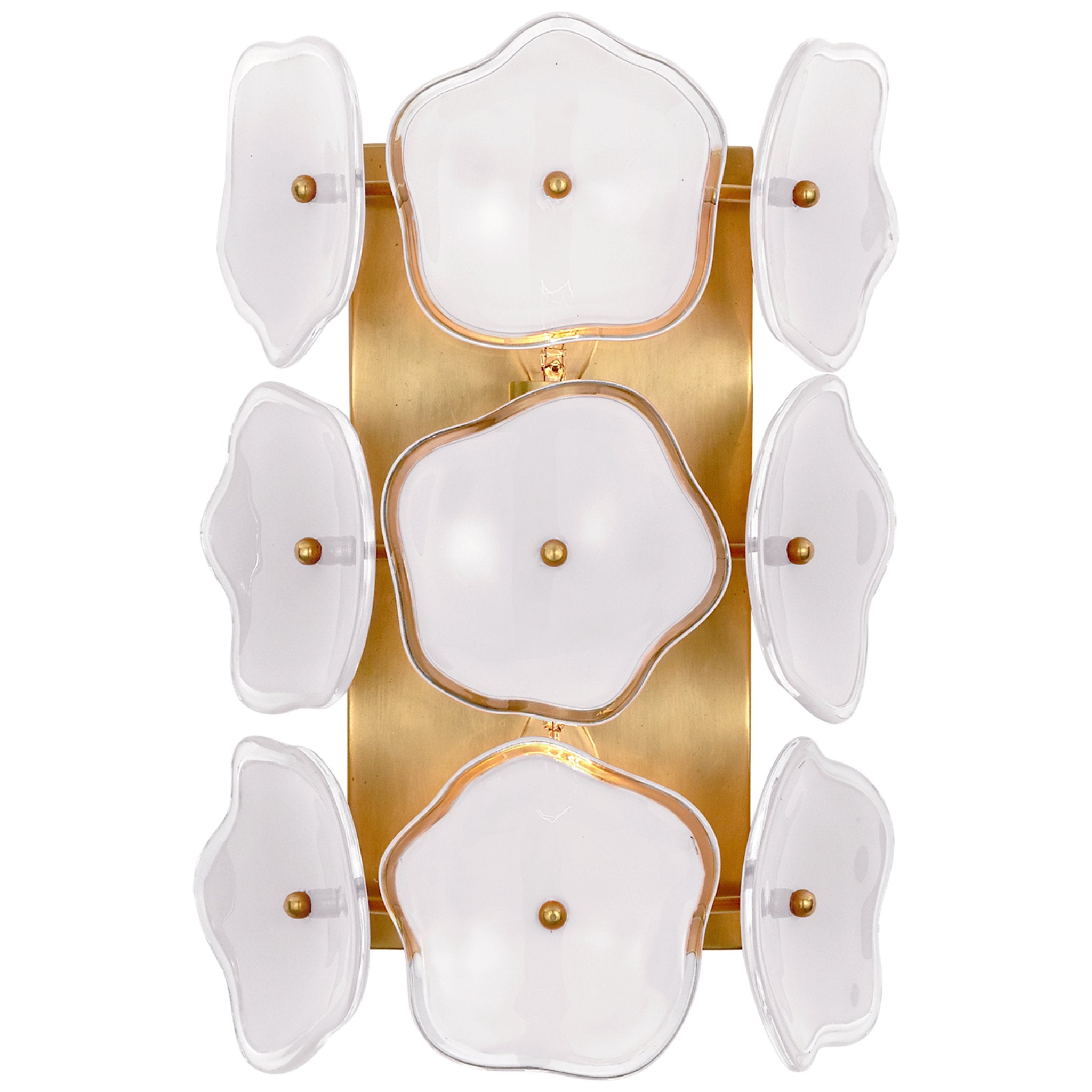 kate spade new york Leighton Small Sconce in Soft Brass with Cream Tinted Glass Wall Light W7.75" x H11.5"