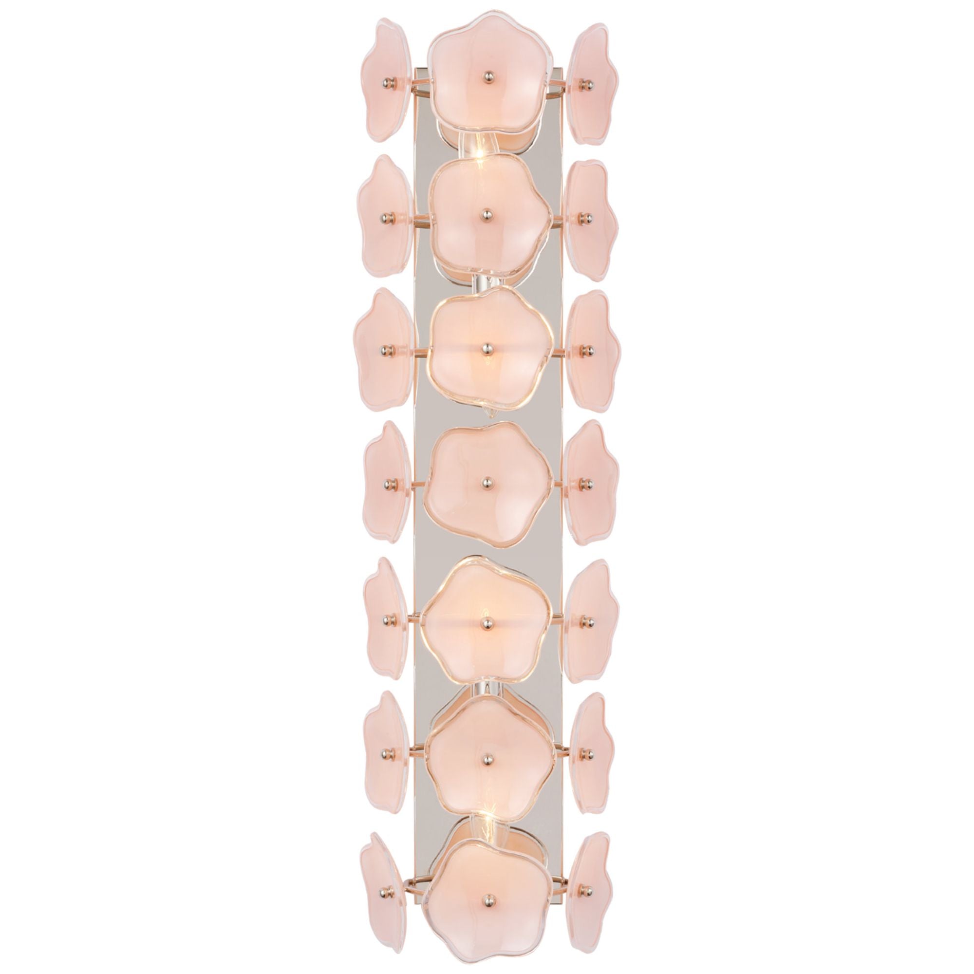 kate spade new york Leighton 28" Sconce in Polished Nickel with Blush Tinted Glass Wall Light W7.75" x H28"