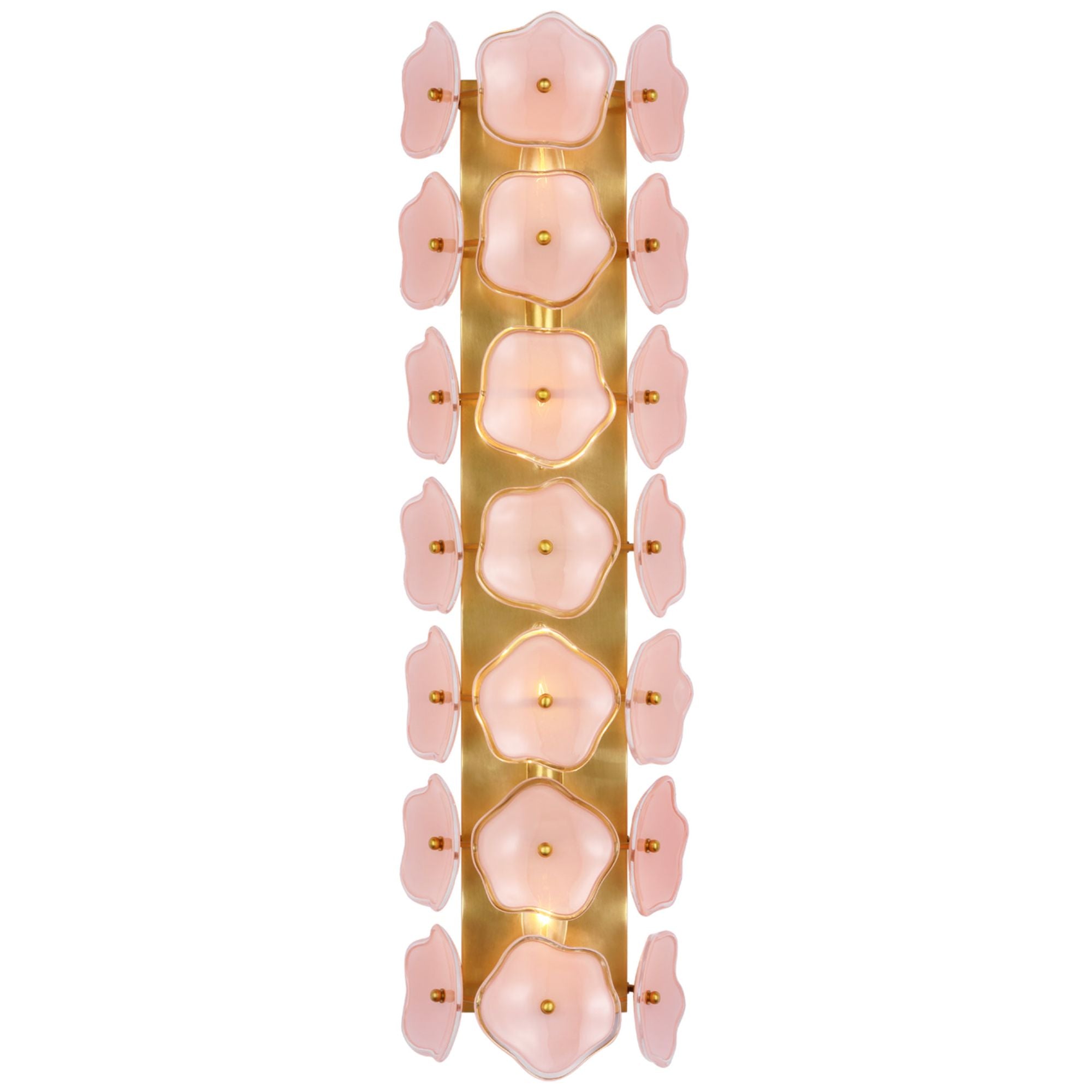 kate spade new york Leighton 28" Sconce in Soft Brass with Blush Tinted Glass Wall Light W7.75" x H28"