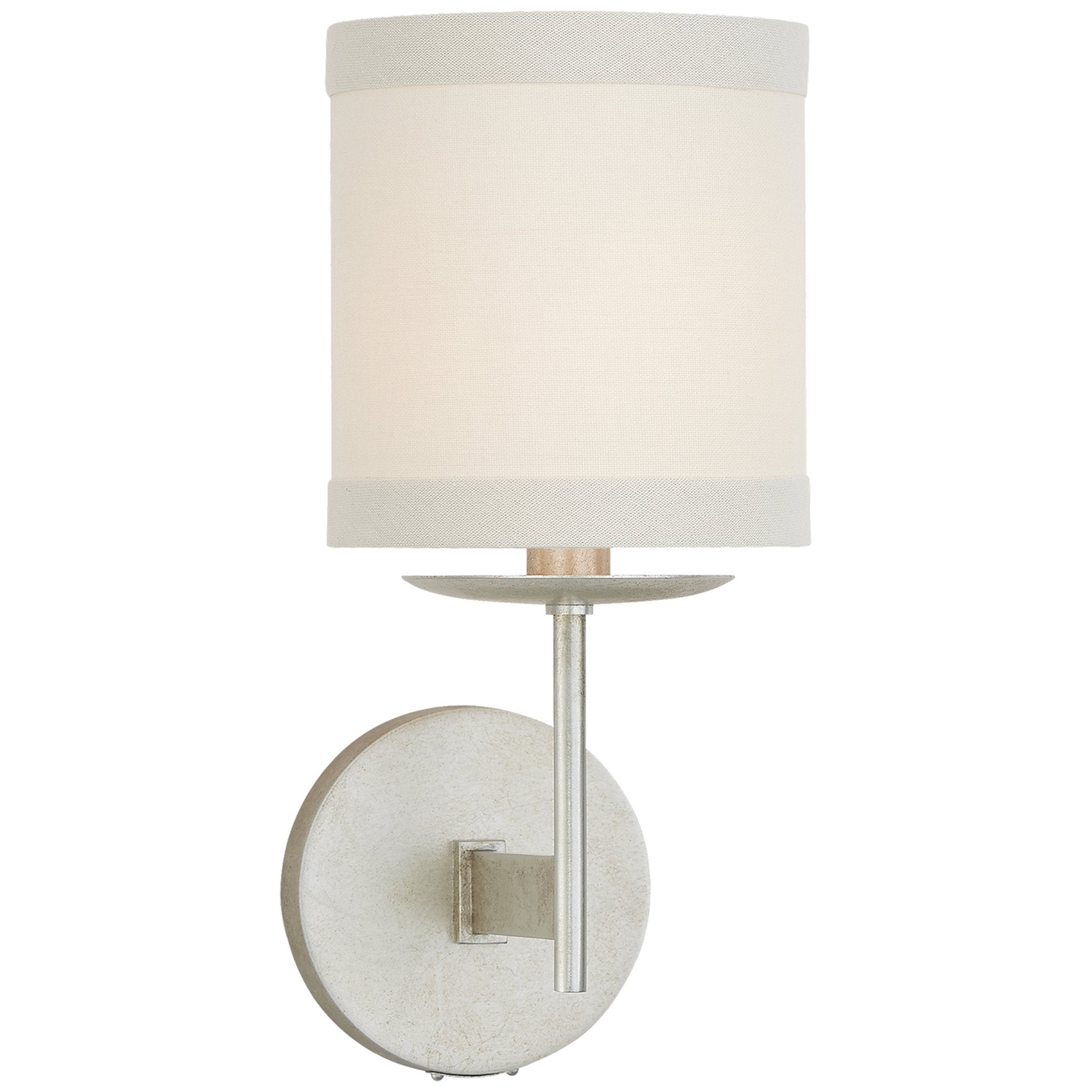 kate spade new york Walker Small Sconce in Burnished Silver Leaf with Cream Linen Shade Wall Light W5.5" x H12.25"