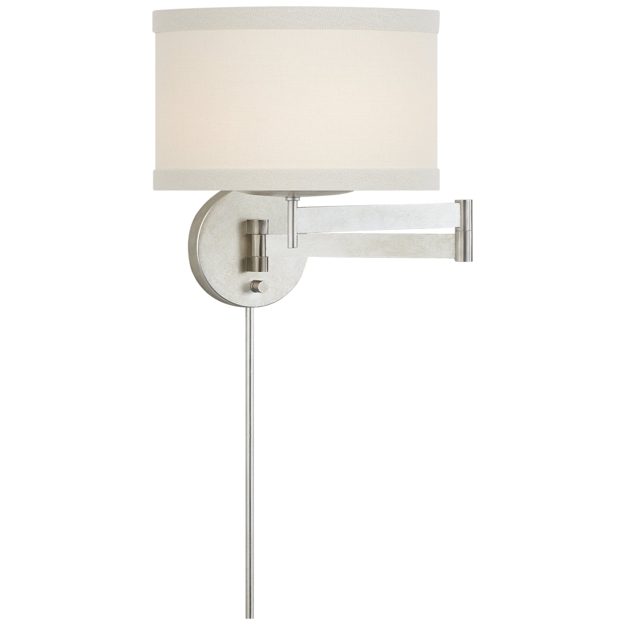 kate spade new york Walker Swing Arm Sconce in Burnished Silver Leaf with Cream Linen Shade Wall Light W14" x H12"