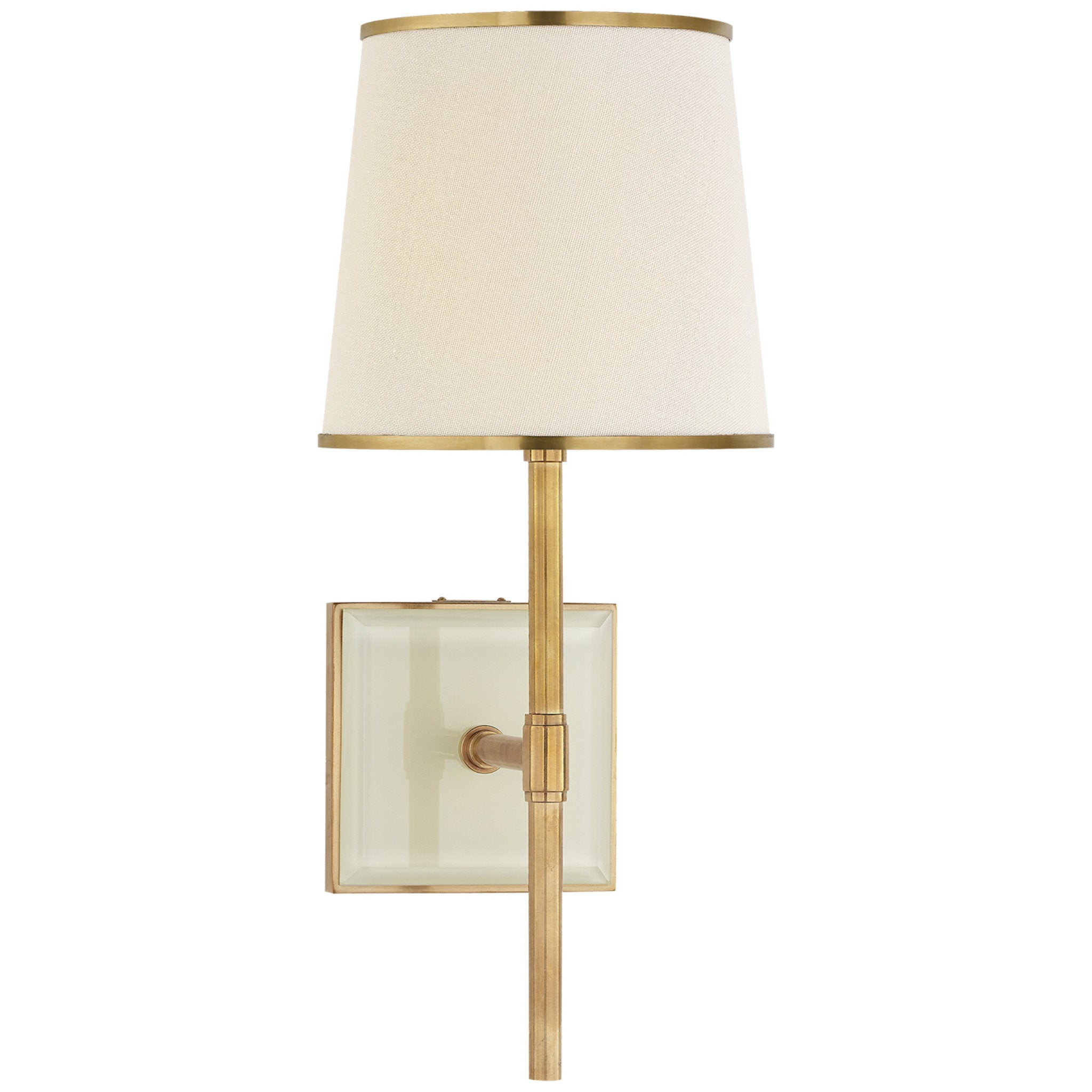 kate spade new york Bradford Medium Sconce in Soft Brass and Cream with Cream Linen Shade with Soft Brass Trim Wall Light W6.5" x H14.5"