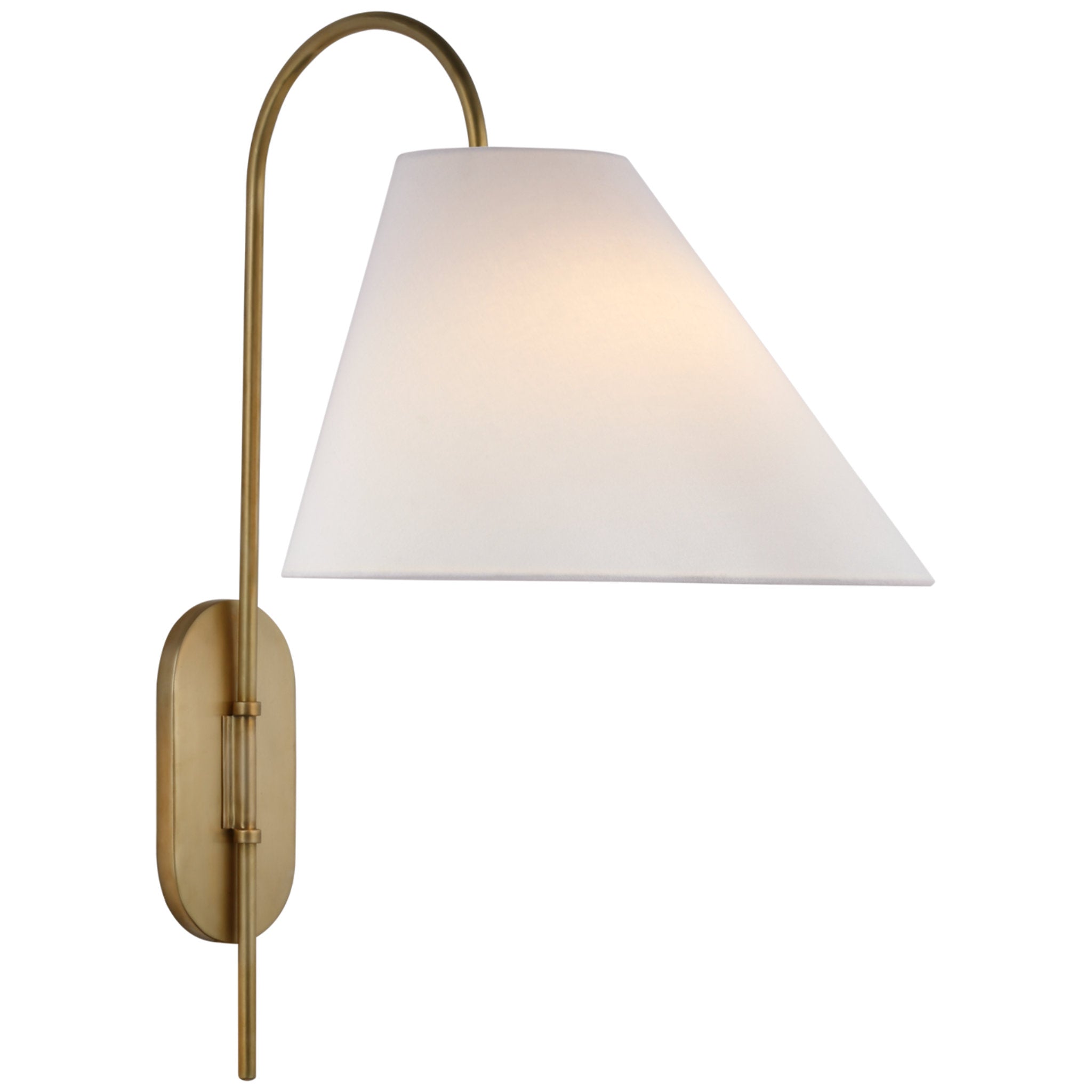 kate spade new york Kinsley Large Articulating Wall Light in Soft Brass with Linen Shade W15.75" x H27.75"