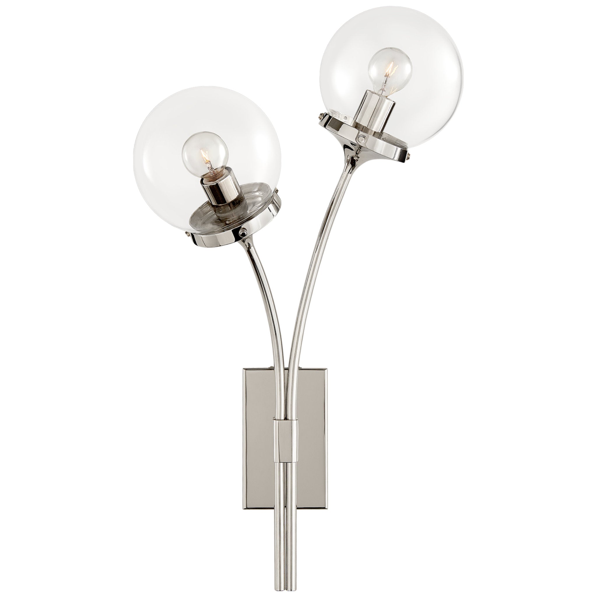 kate spade new york Prescott Left Sconce in Polished Nickel with Clear Glass Wall Light W12" x H20.5"