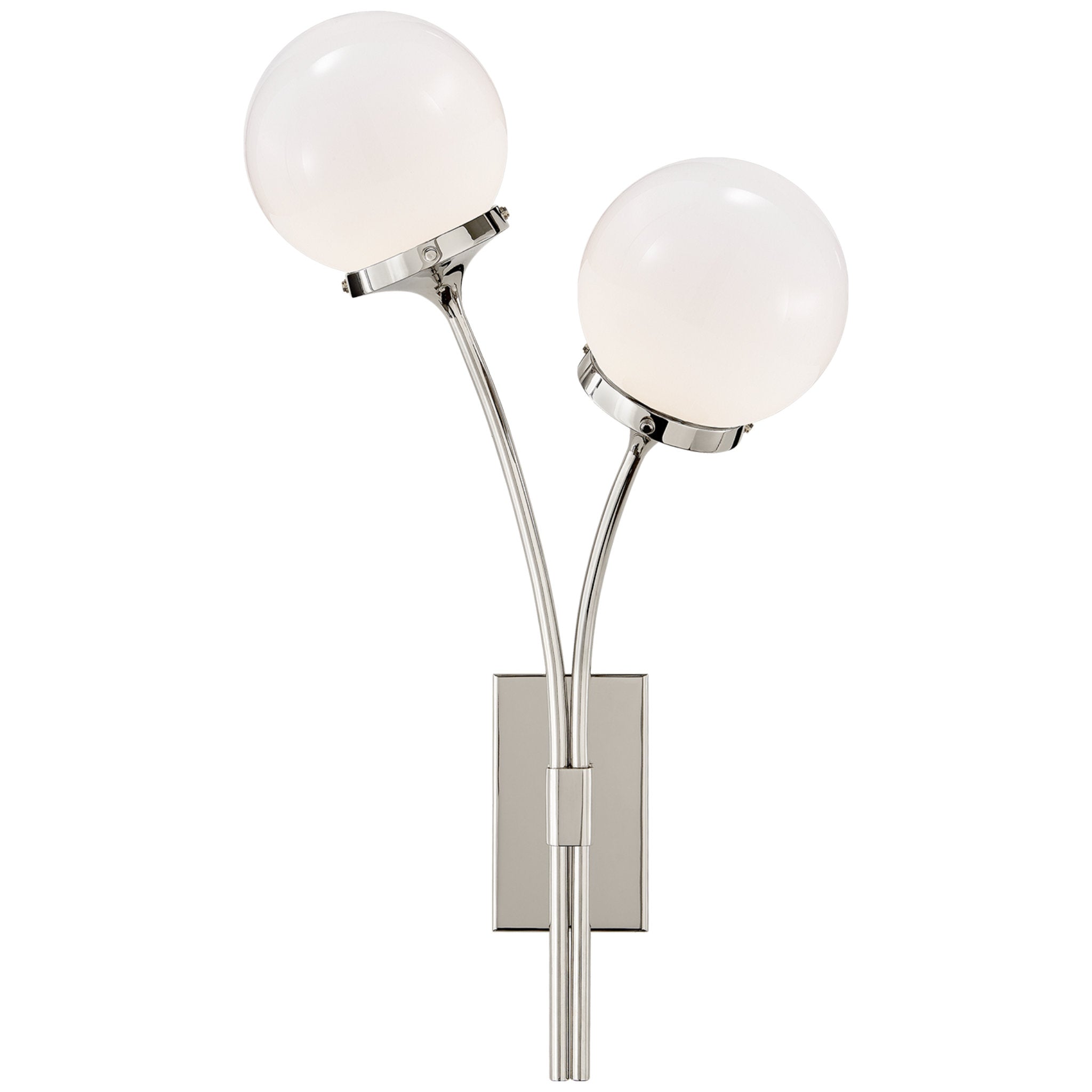 kate spade new york Prescott Right Sconce in Polished Nickel with White Glass Wall Light W12" x H20.5"