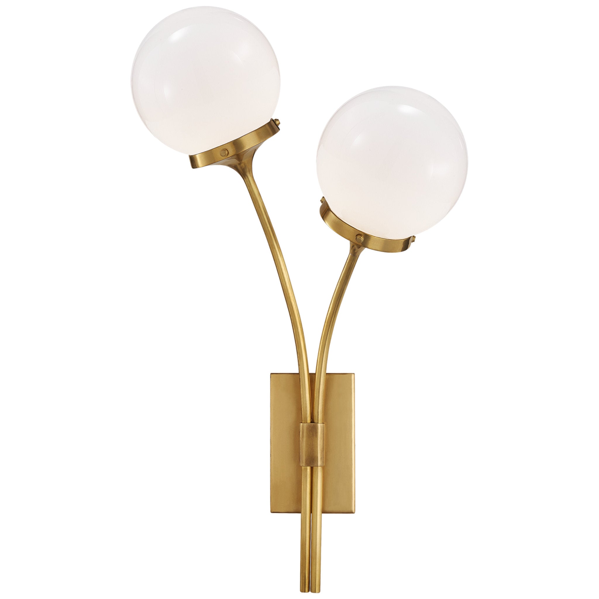 kate spade new york Prescott Right Sconce in Soft Brass with White Glass Wall Light W12" x H20.5"