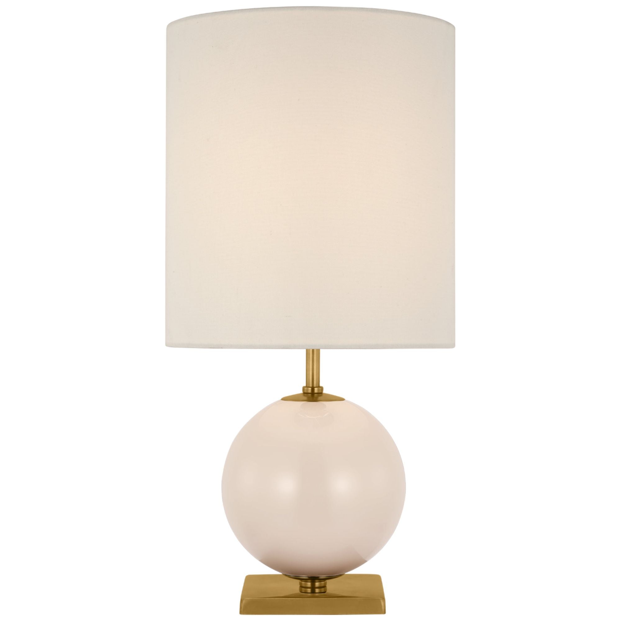 kate spade new york Elsie Small Table Lamp in Blush Painted Glass with Linen Shade W10" x H20.5"