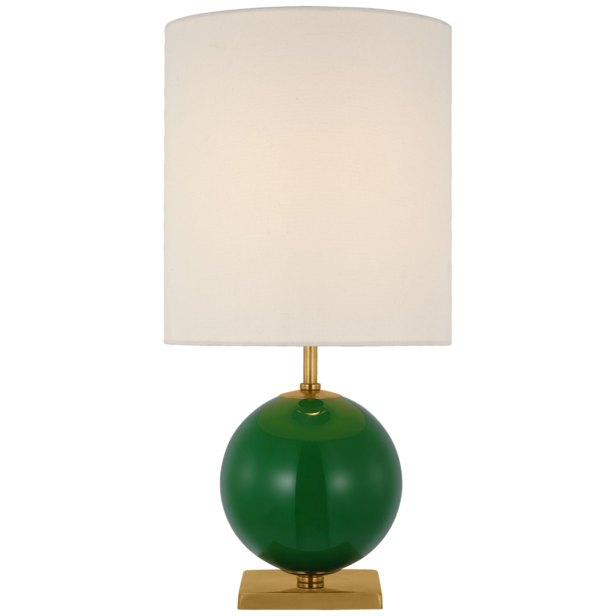 kate spade new york Elsie Small Table Lamp in Green Painted Glass with Linen Shade W10" x H20.5"