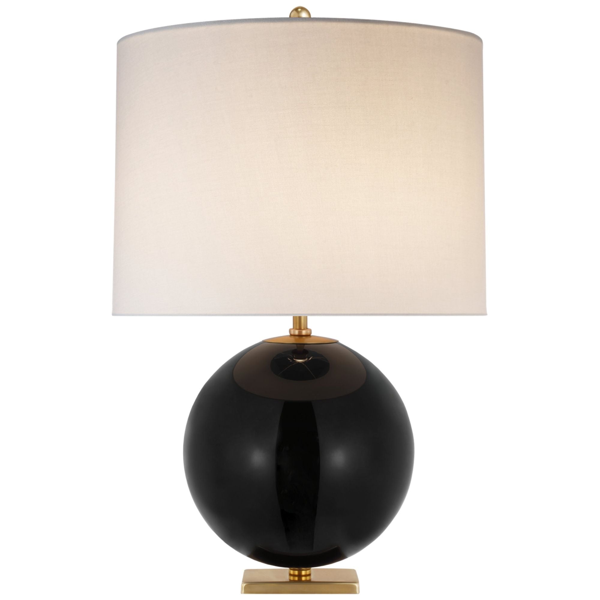 kate spade new york Elsie Table Lamp in Black Reverse Painted Glass with Linen Shade W16" x H25.5"