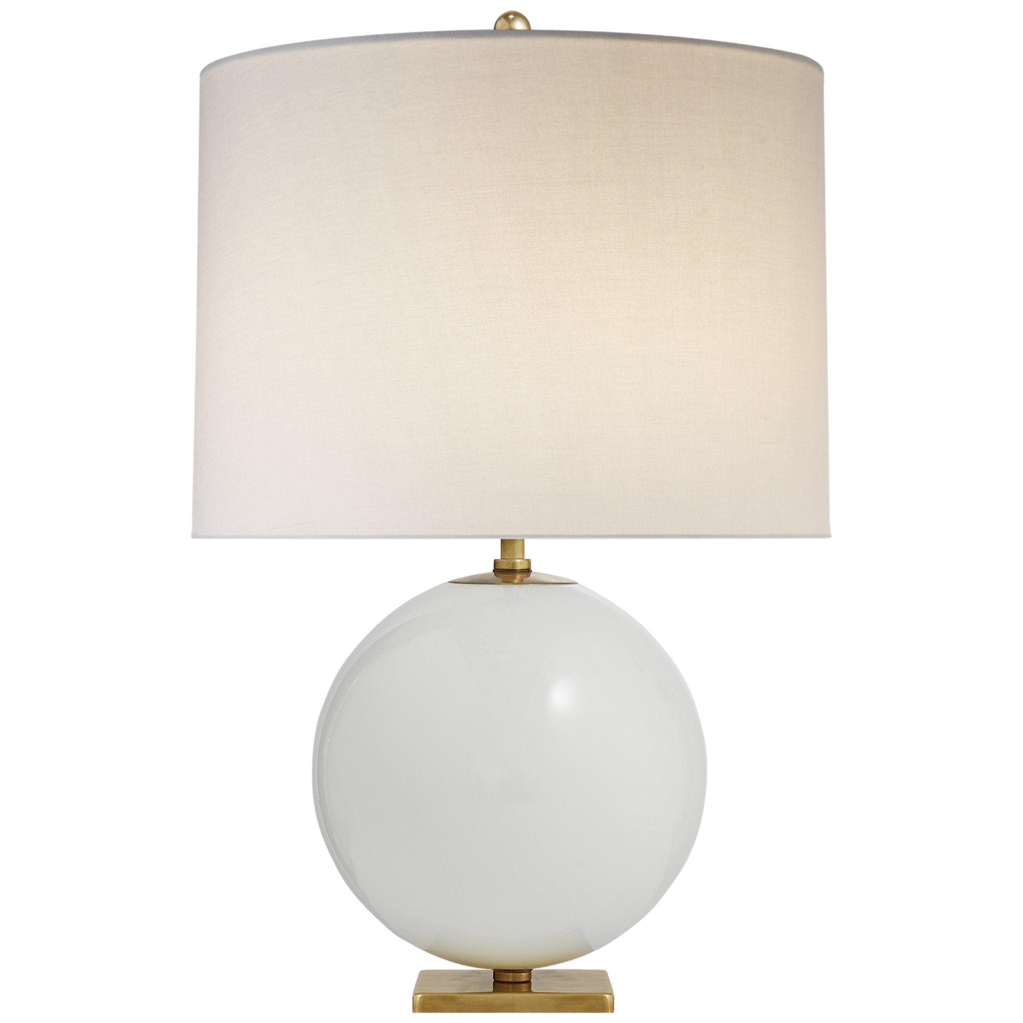 kate spade new york Elsie Table Lamp in Cream Reverse Painted Glass with Cream Linen Shade W16" x H25.5"