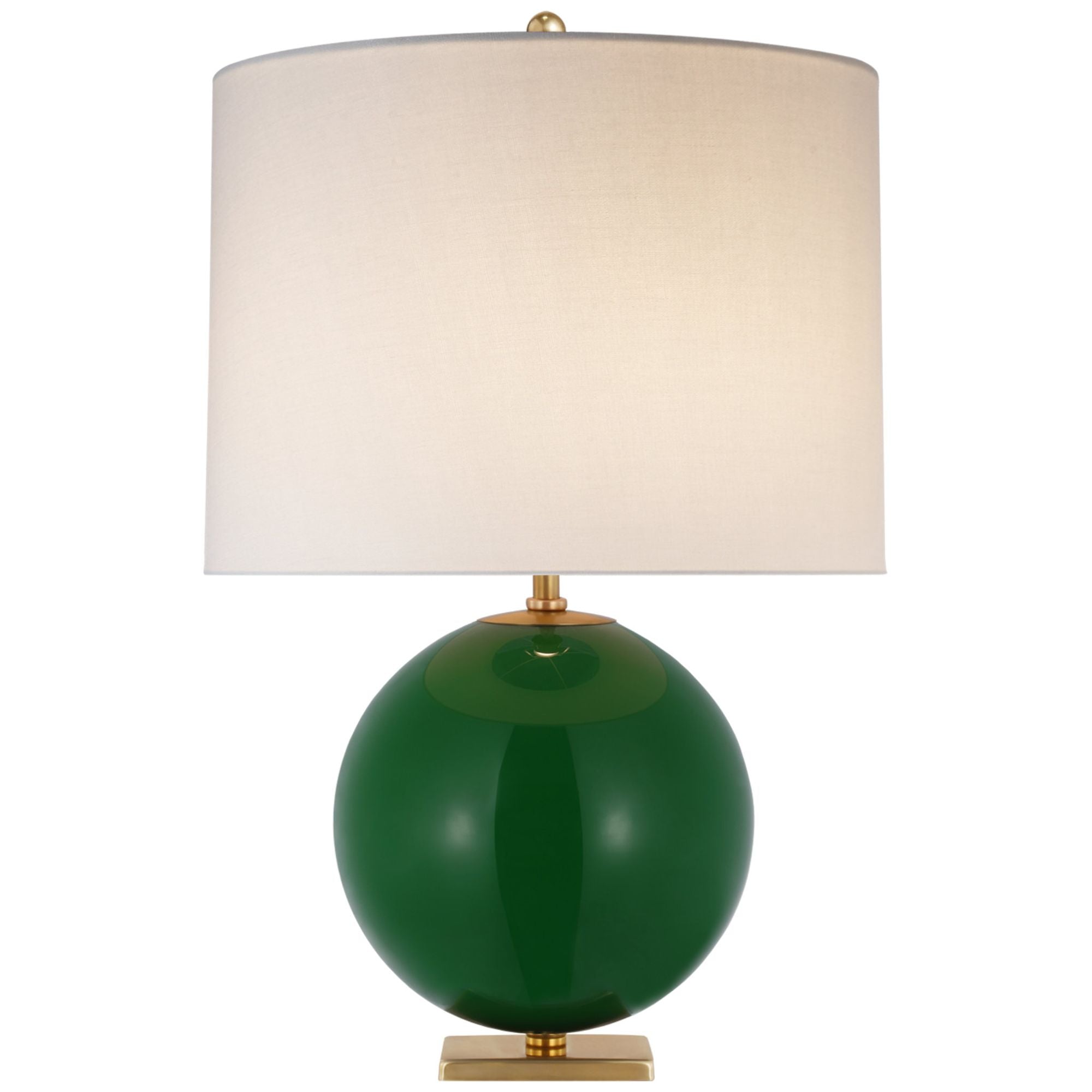 kate spade new york Elsie Table Lamp in Green Reverse Painted Glass with Linen Shade W16" x H25.5"