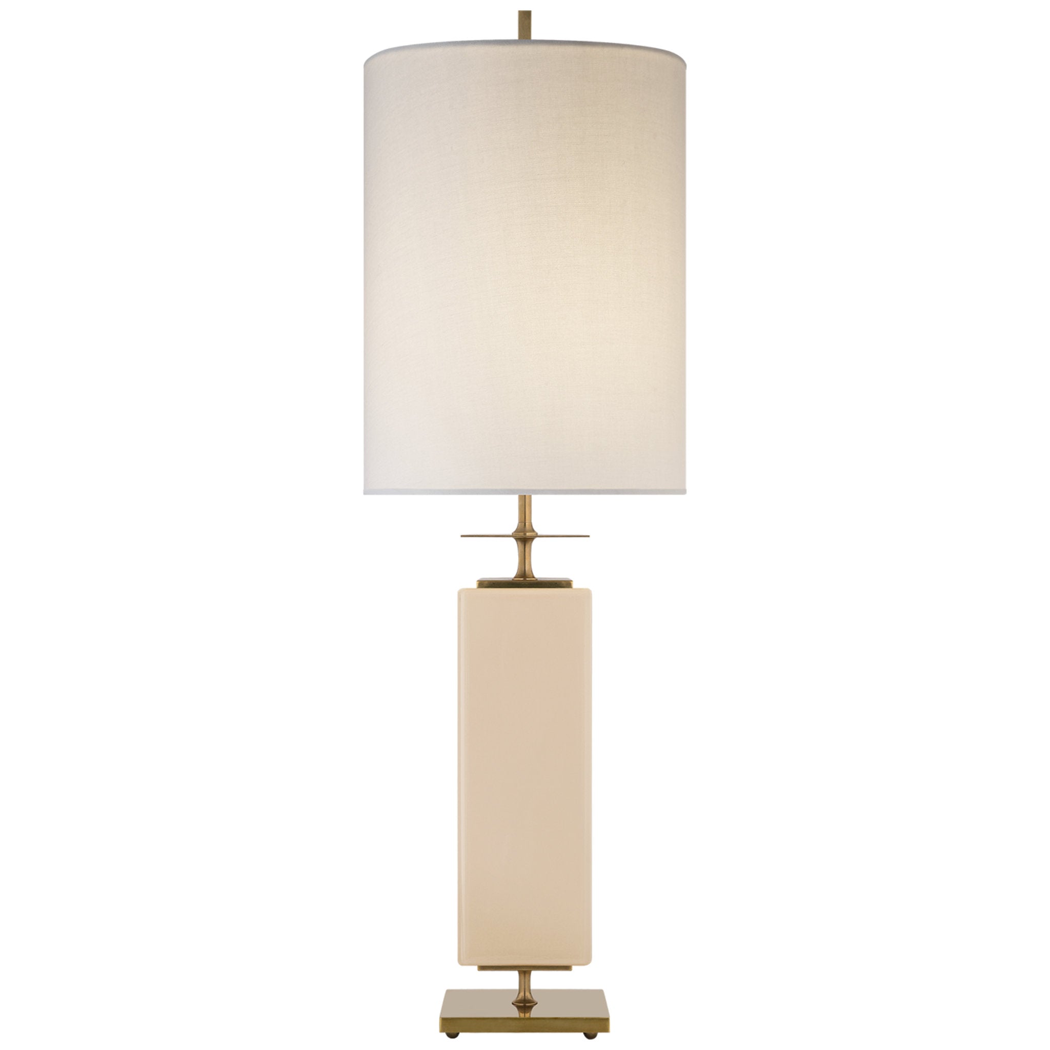 kate spade new york Beekman Table Lamp in Blush Reverse Painted Glass with Cream Linen Shade W12" x H37"