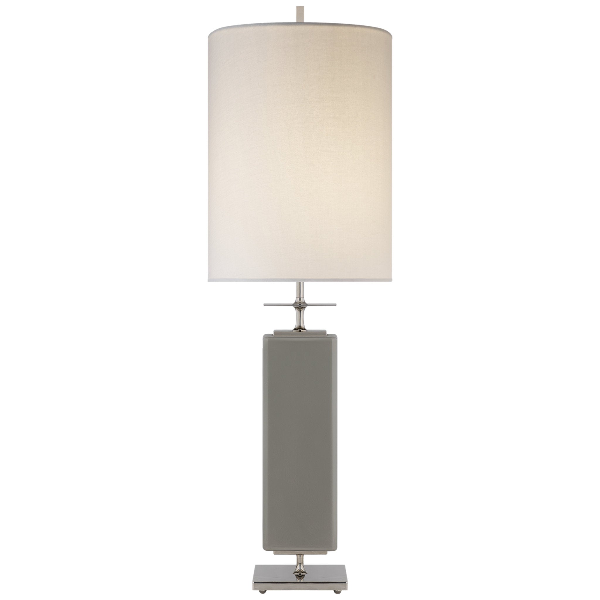 kate spade new york Beekman Table Lamp in Grey Reverse Painted Glass with Cream Linen Shade W12" x H37"