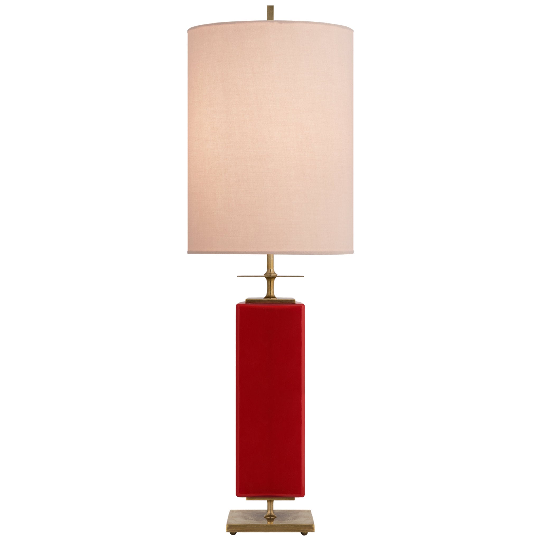 kate spade new york Beekman Table Lamp in Maraschino Reverse Painted Glass with Pink Linen Shade W12" x H37"
