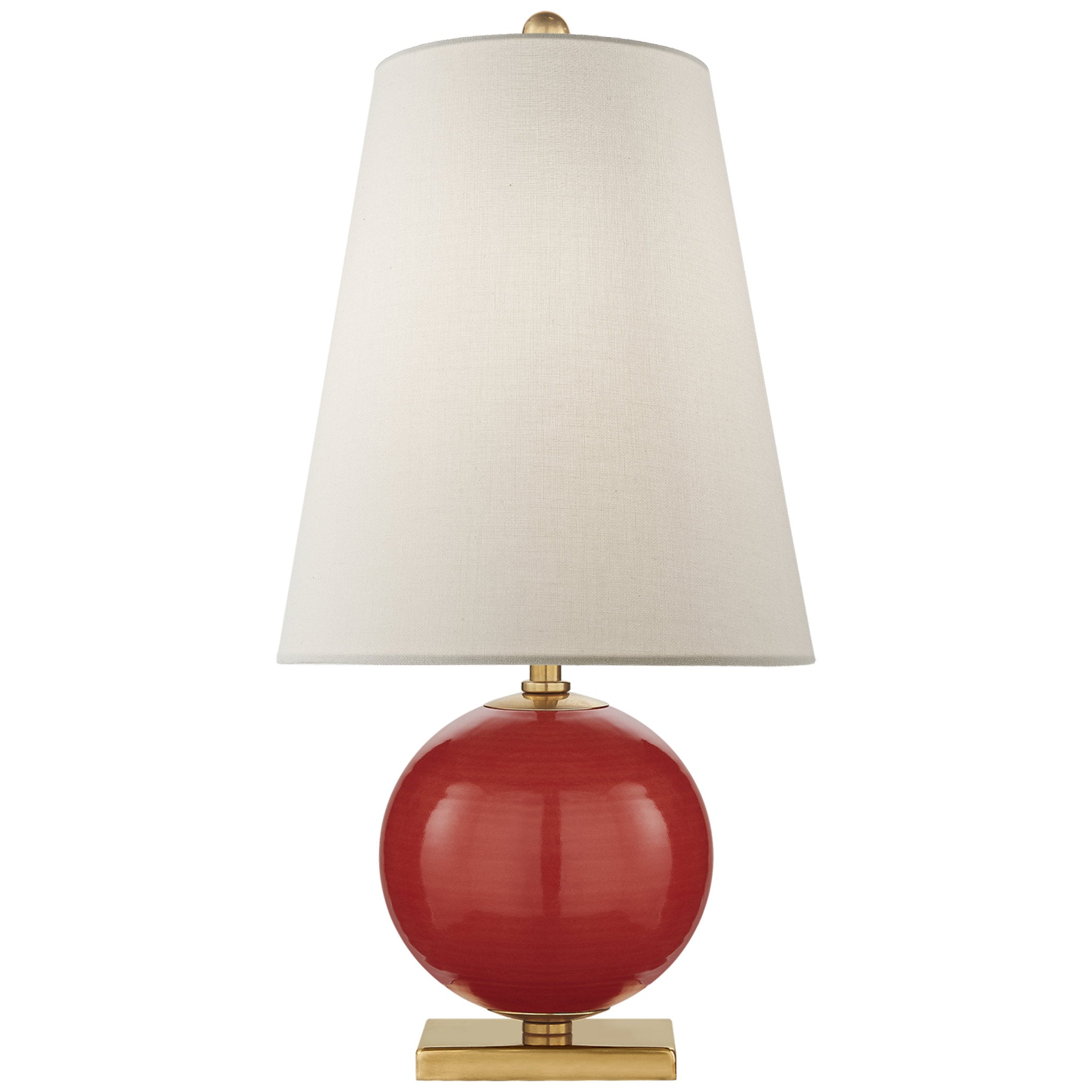 kate spade new york Corbin Mini Accent Lamp in Maraschino with Cream Linen Shade Table Lamp W10.75" x H21"