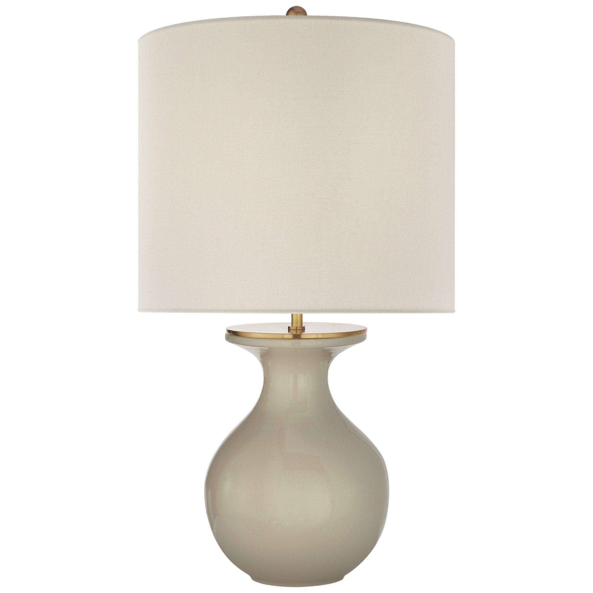 kate spade new york Albie Small Desk Lamp in Dove Grey with Cream Linen Shade Table Lamp W13.75" x H25.25"