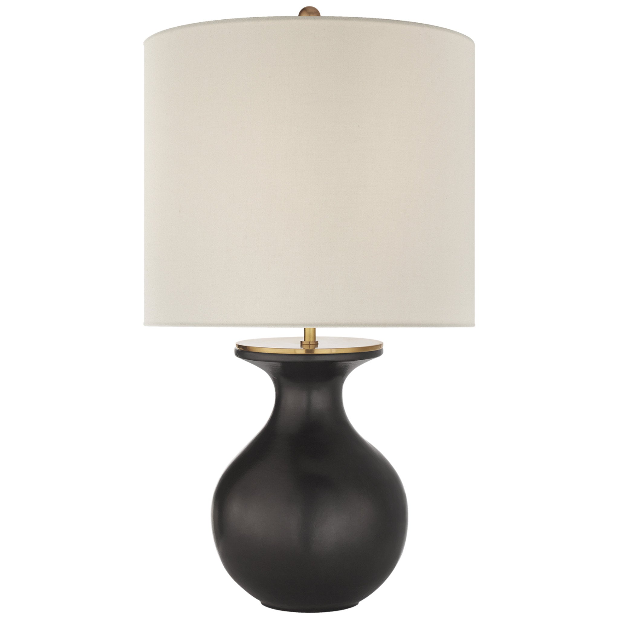 kate spade new york Albie Small Desk Lamp in Metallic Black with Cream Linen Shade Table Lamp W13.75" x H25.25"