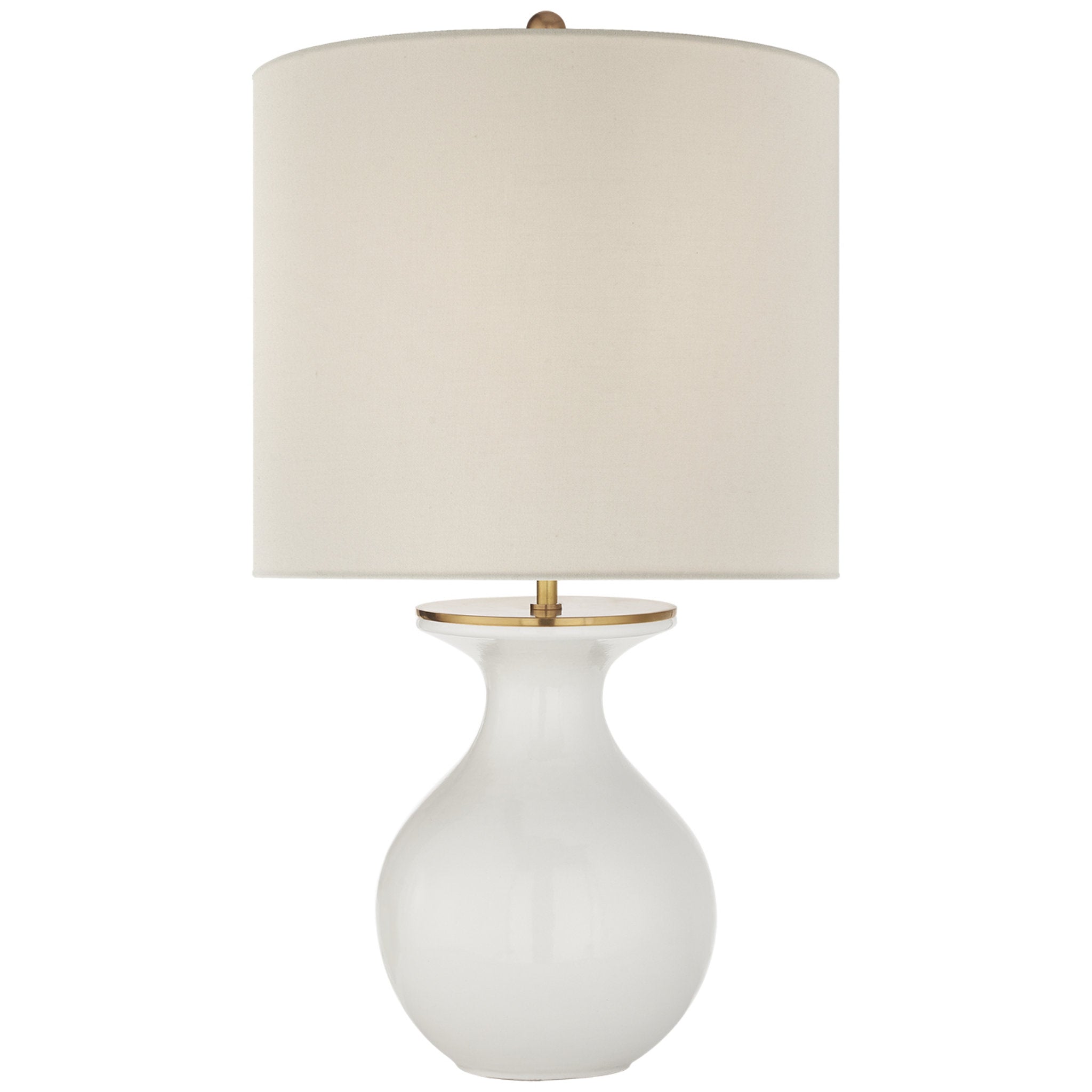 kate spade new york Albie Small Desk Lamp in New White with Cream Linen Shade Table Lamp W13.75" x H25.25"