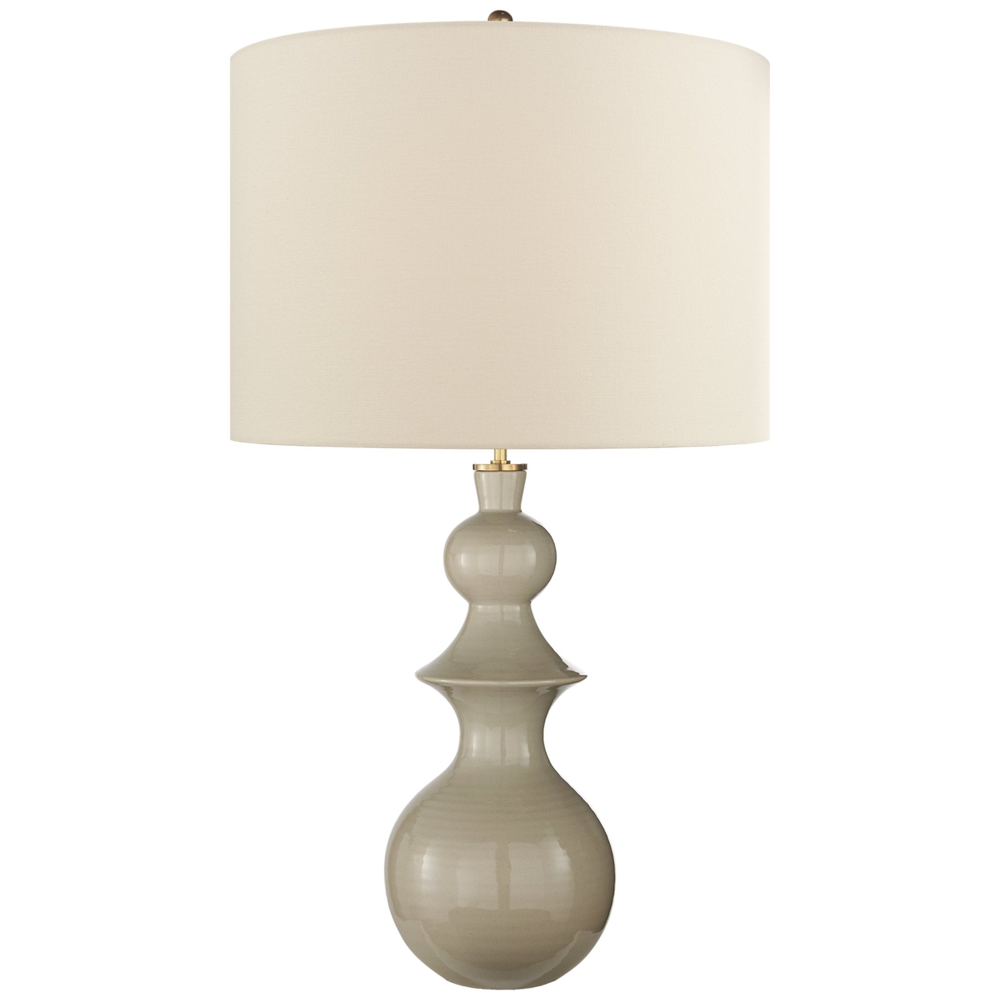 kate spade new york Saxon Large Table Lamp in Dove Grey with Cream Linen Shade W20.5" x H35.5"