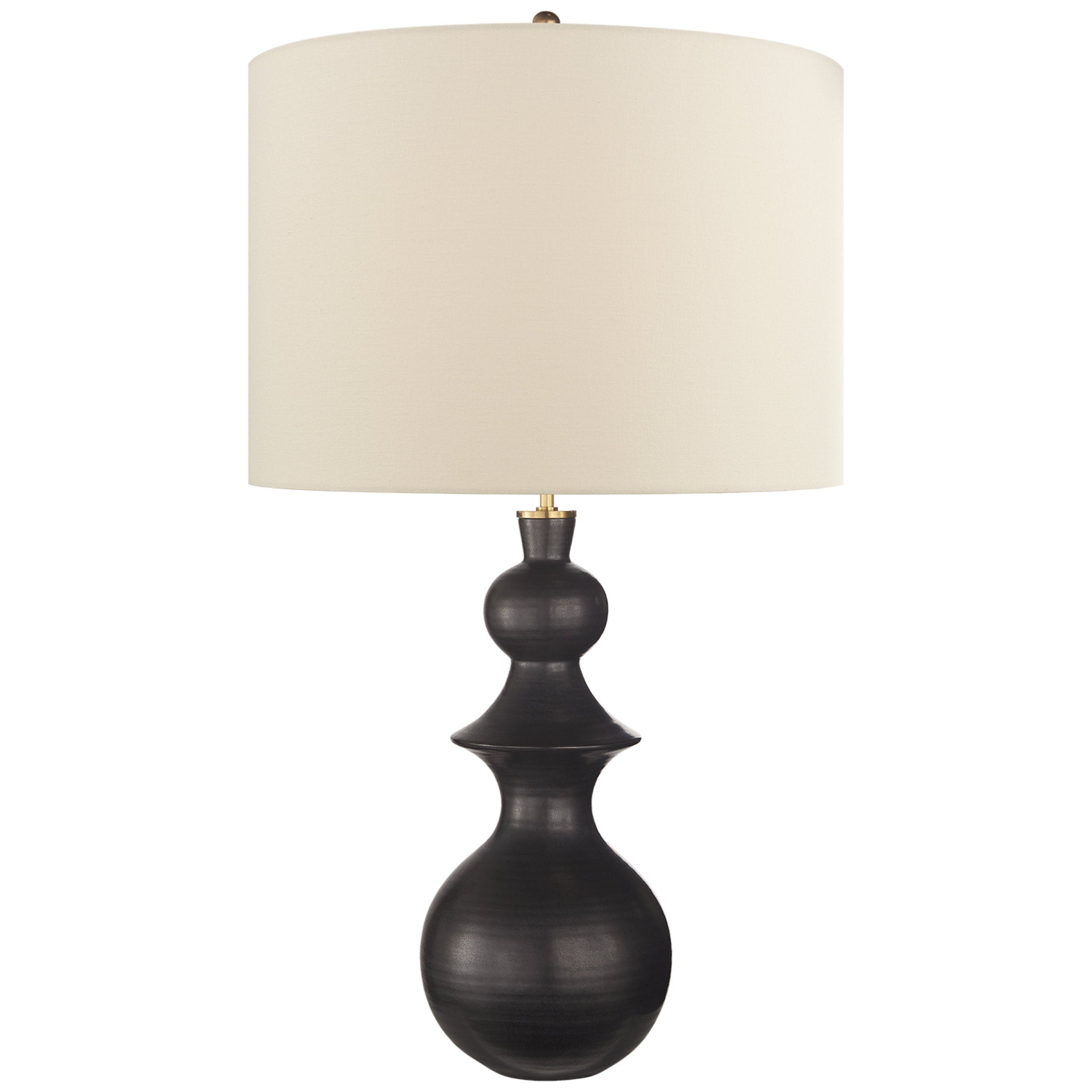 kate spade new york Saxon Large Table Lamp in Metallic Black with Cream Linen Shade W20.5" x H35.5"