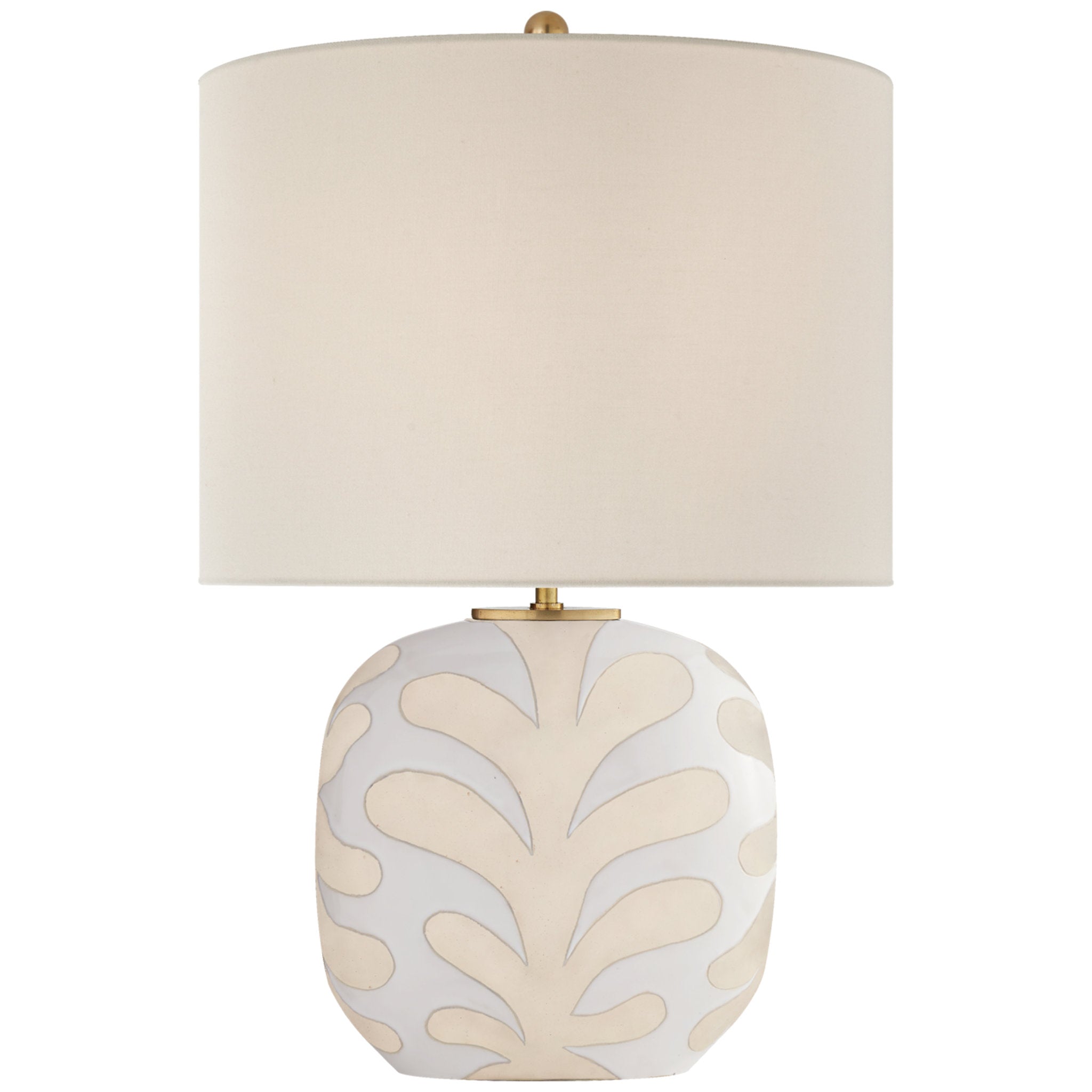 kate spade new york Parkwood Medium Table Lamp in Natural Bisque and New White with Linen Shade W15" x H23.75"