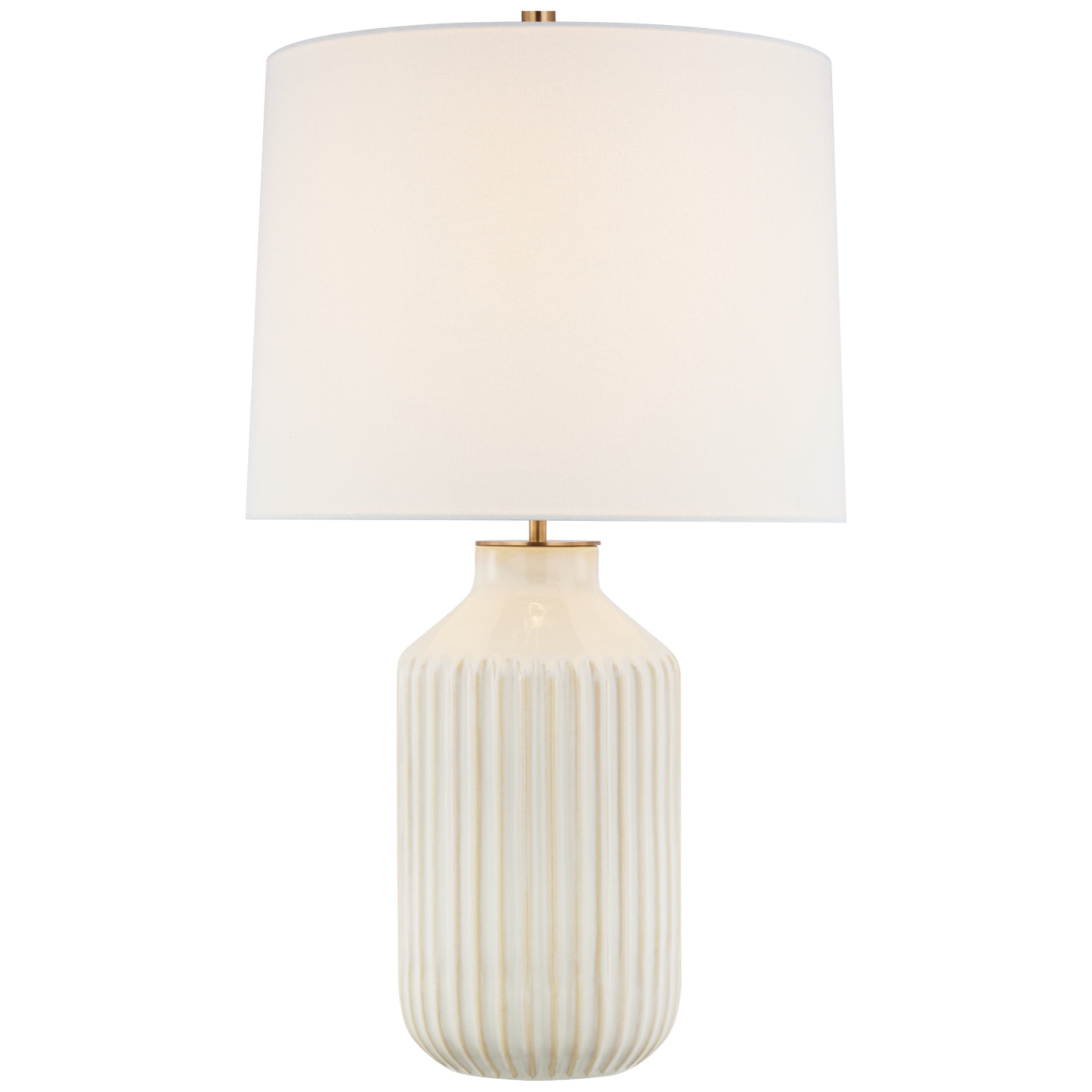 kate spade new york Braylen Medium Ribbed Table Lamp in Ivory with Linen Shade W17" x H29"