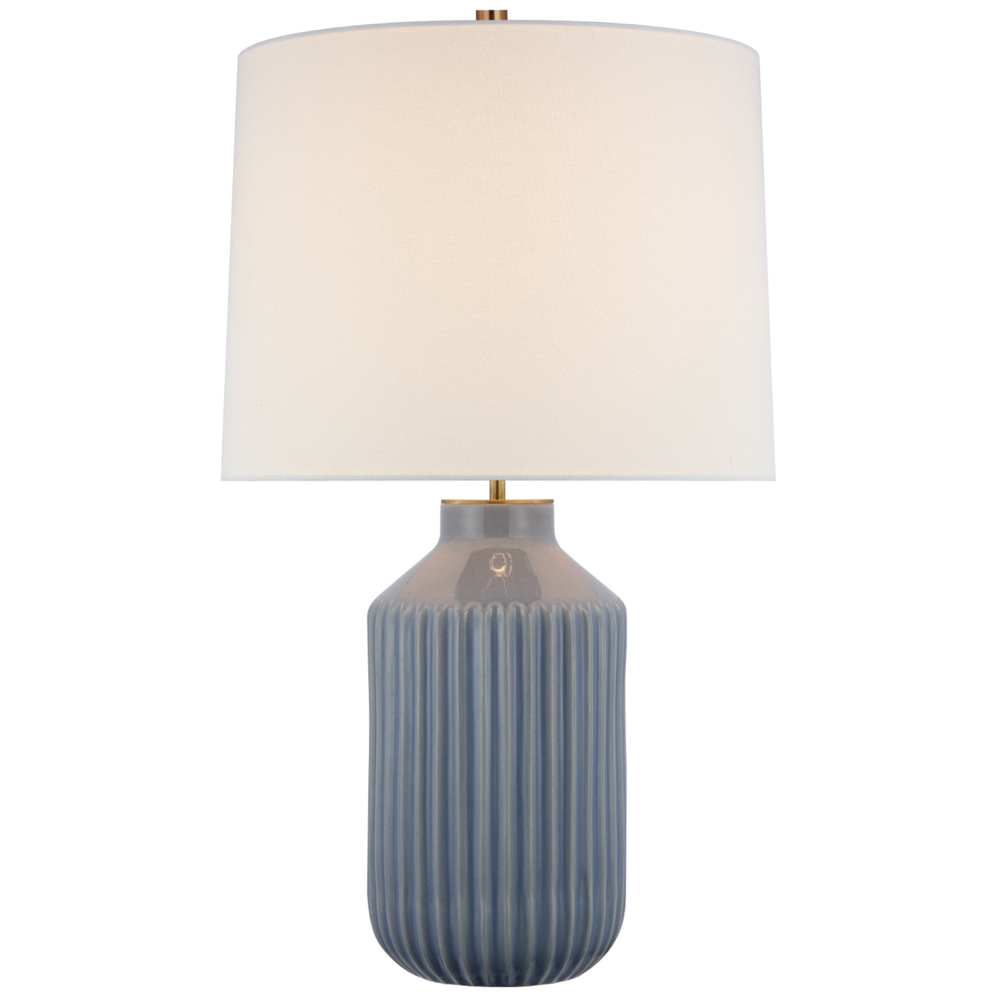 kate spade new york Braylen Medium Ribbed Table Lamp in Polar Blue Crackle with Linen Shade W17" x H29"