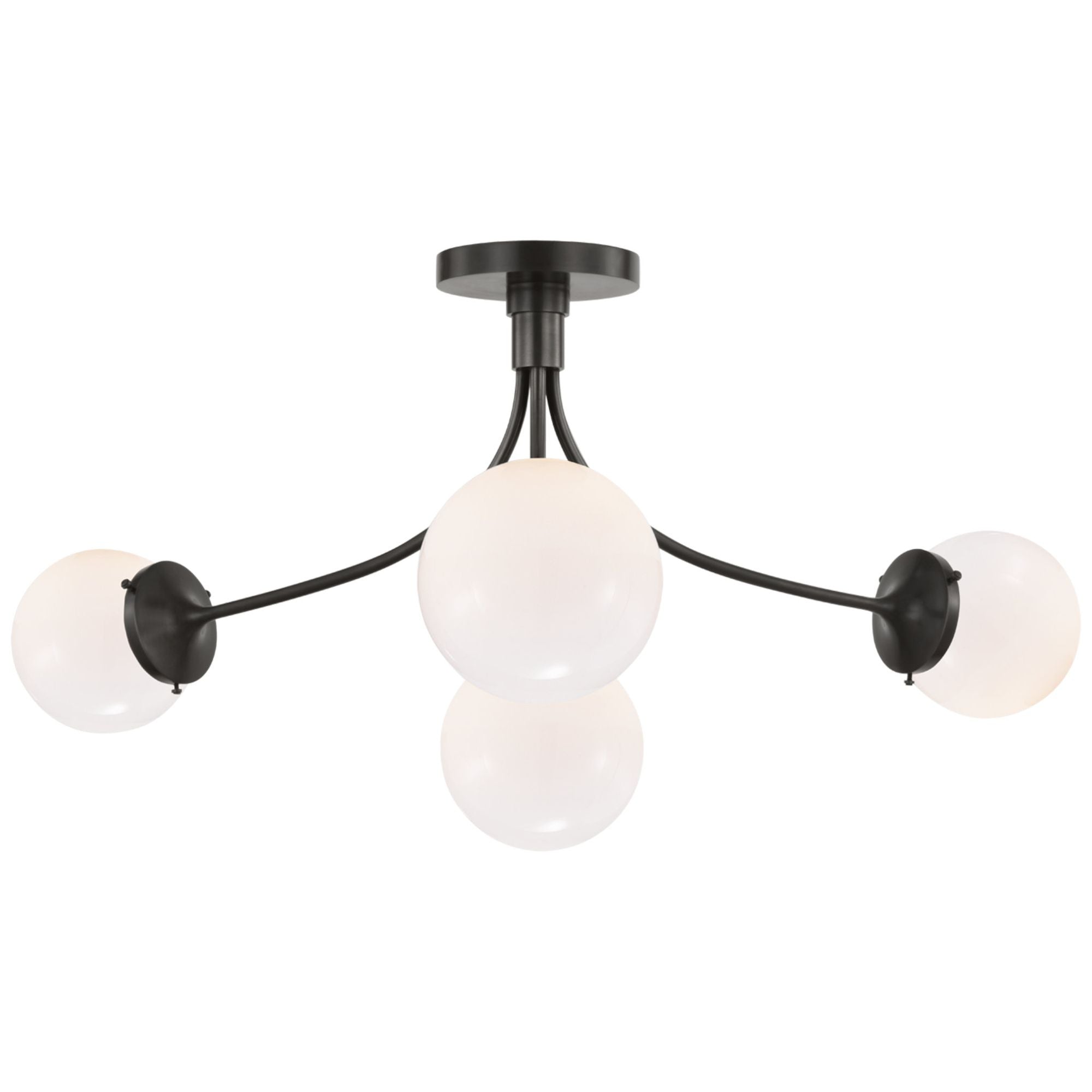 kate spade new york Prescott Large Semi-Flush Mount in Bronze with White Glass Ceiling Light W28.25" x H14.5"