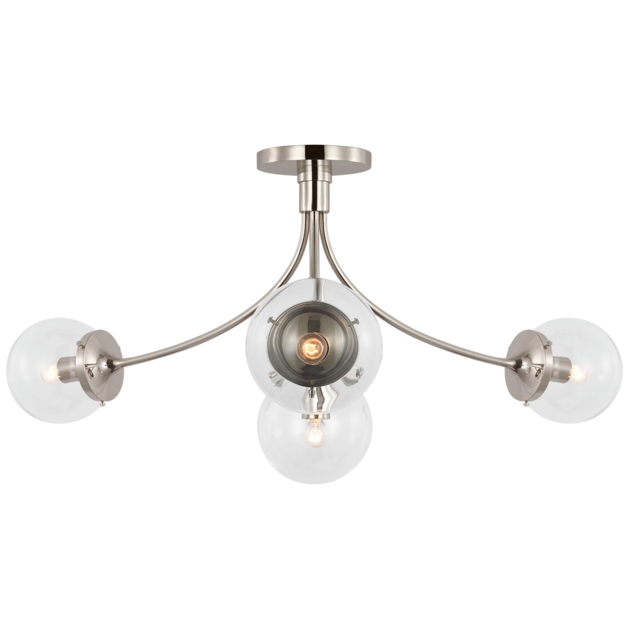 kate spade new york Prescott Large Semi-Flush Mount in Polished Nickel with Clear Glass Ceiling Light W28.25" x H14.5"